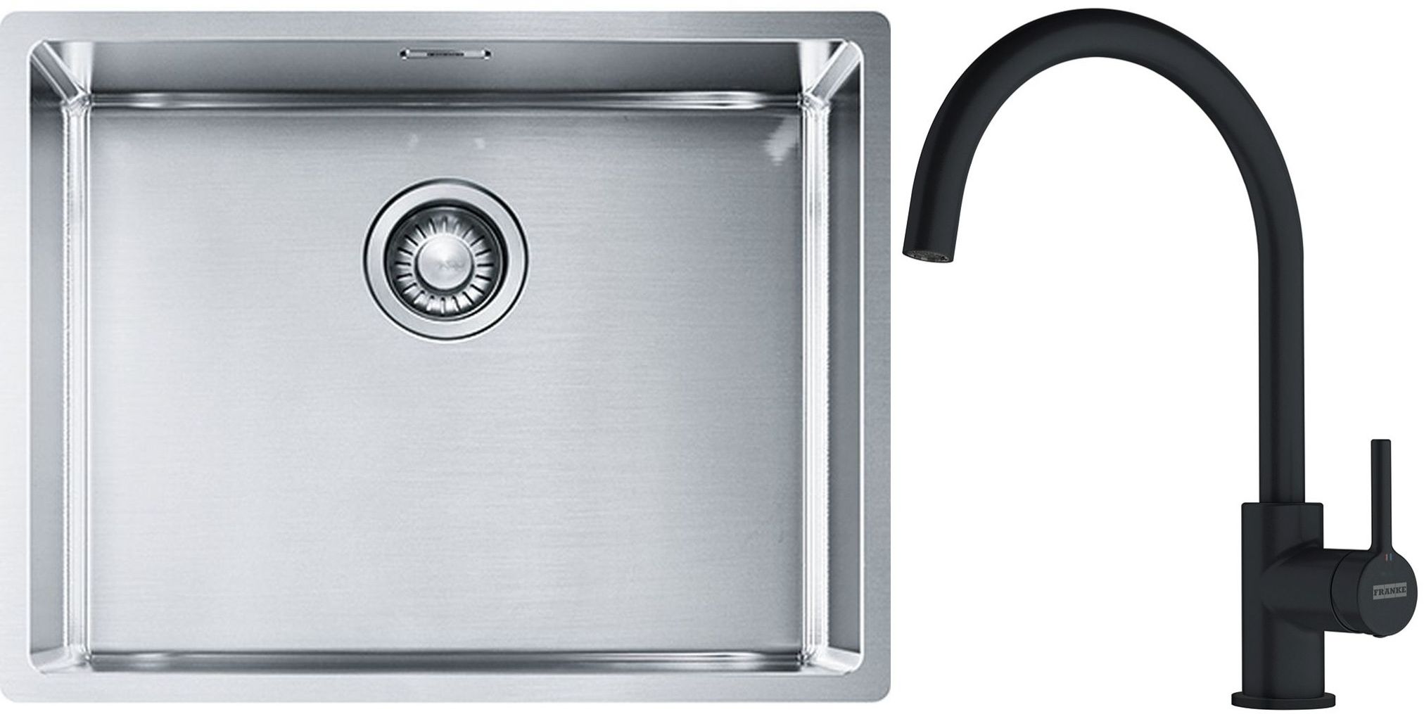 Sada ocelový dřez Franke Box 127.0395.015, kuchyňská baterie Franke Lina 115.0626.019