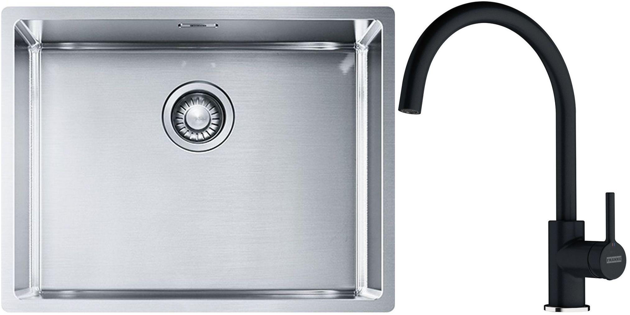 Sada ocelový dřez Franke Box 127.0395.015, kuchyňská baterie Franke Lina 115.0626.020