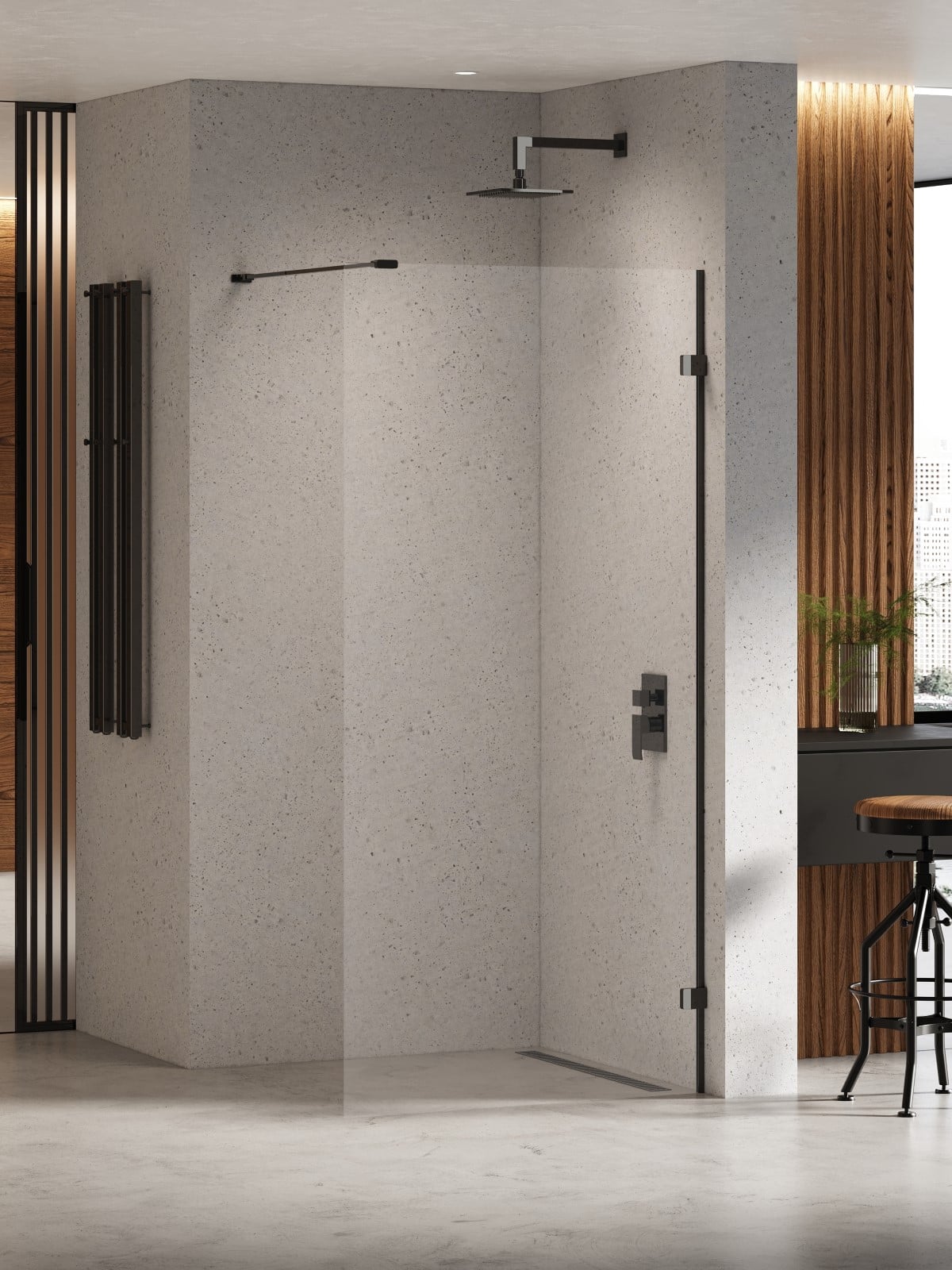 New Trendy Eventa Black Chrome sprchová zástěna walk-in 110 cm černá lesk/průhledné sklo EXK-6299