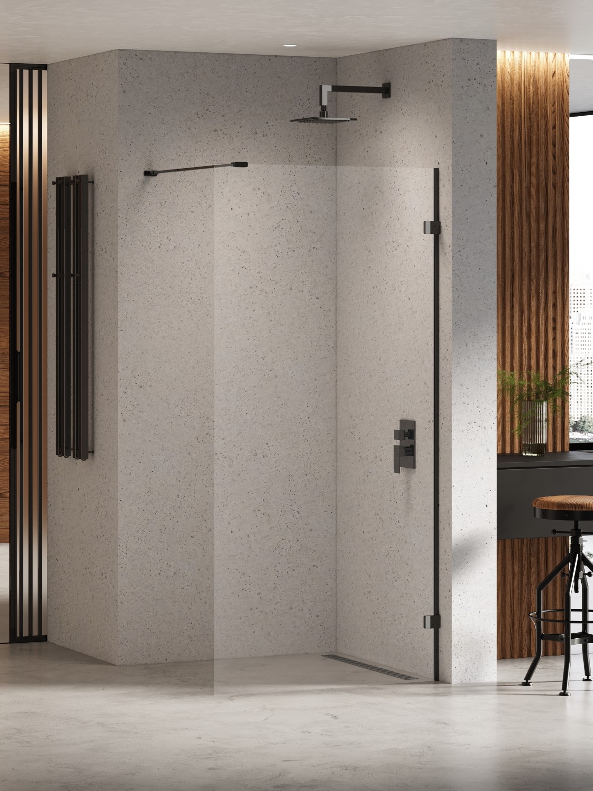 New Trendy Eventa Black Chrome sprchová zástěna walk-in 130 cm černá lesk/průhledné sklo EXK-6301