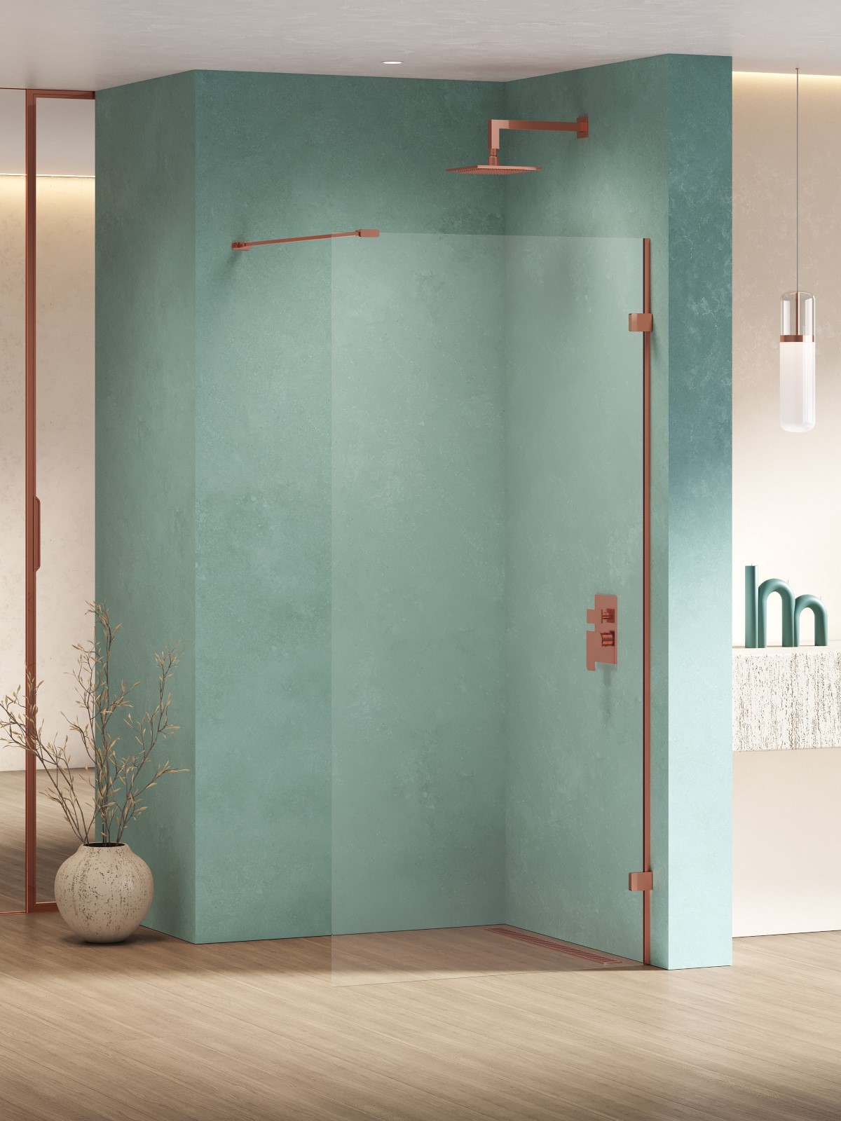 New Trendy Eventa Copper Shine sprchová zástěna walk-in 140 cm měděná lesk/průhledné sklo EXK-6527