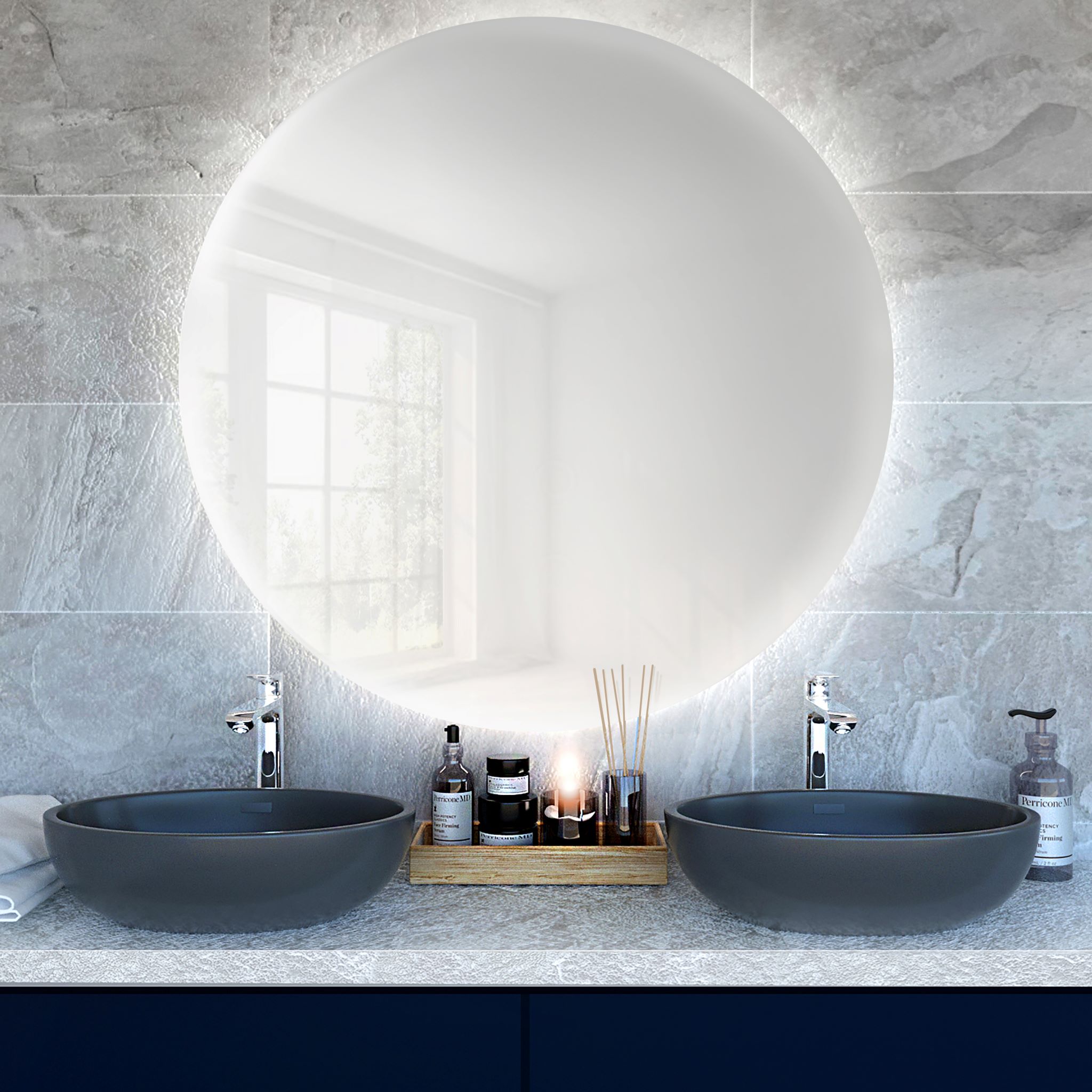 Baltica Design Bright zrcadlo 70x70 cm kulatý s osvětlením 5904107913568