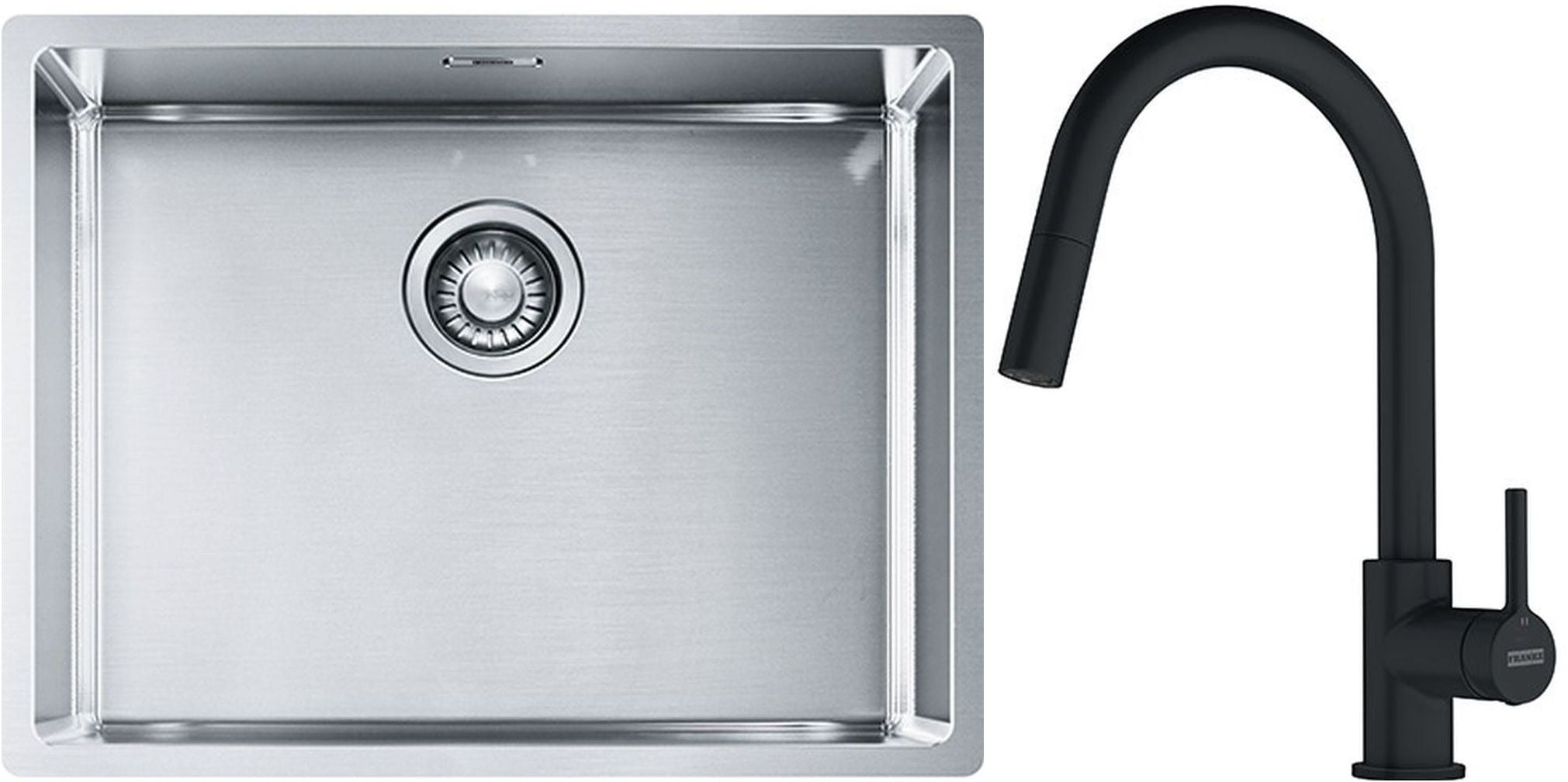 Sada ocelový dřez Franke Box 127.0395.015, kuchyňská baterie Franke Lina 115.0626.053