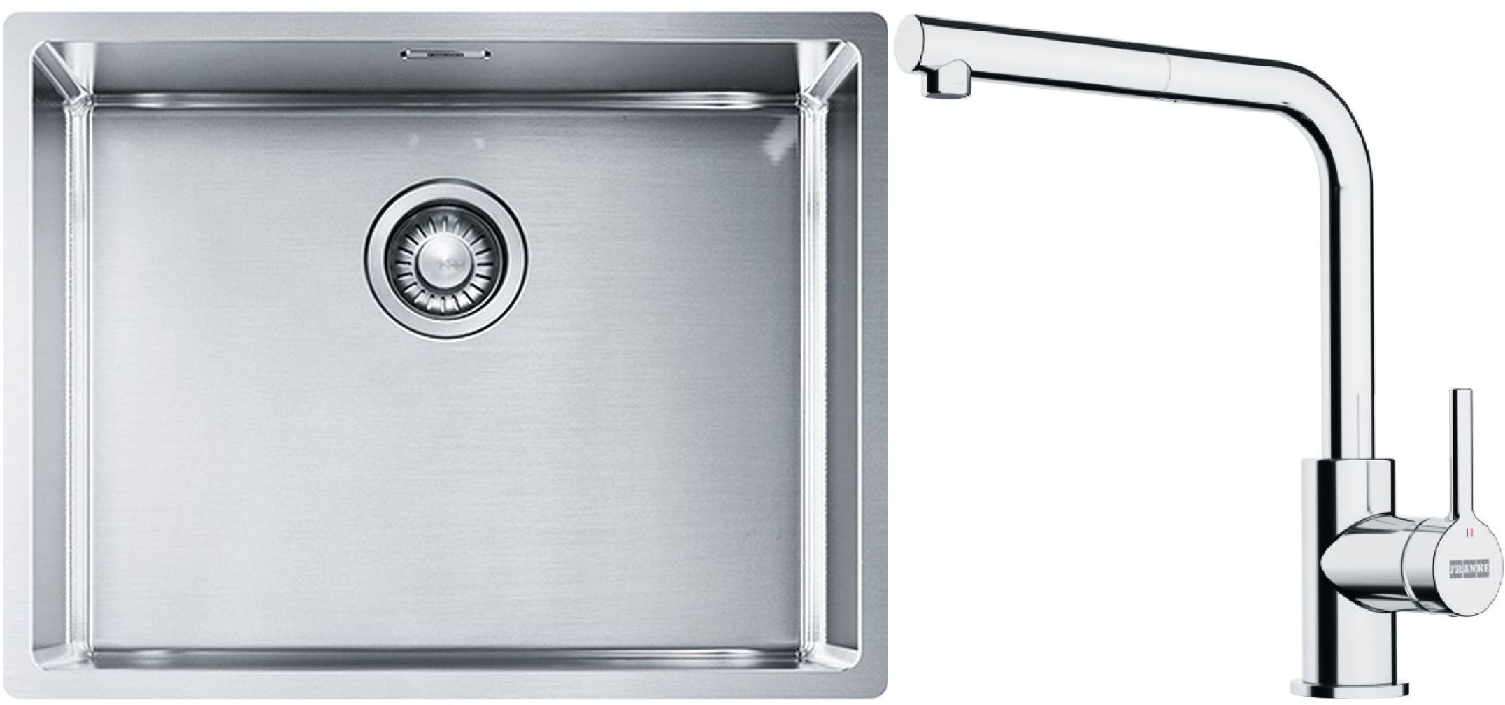 Sada ocelový dřez Franke Box 127.0395.015, kuchyňská baterie Franke Lina 115.0712.420