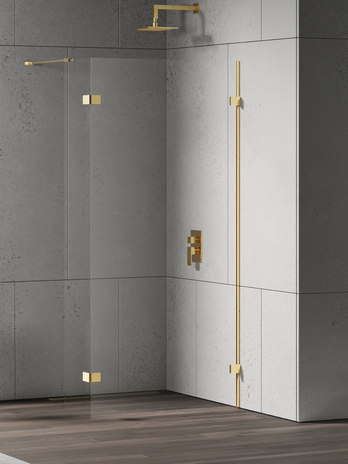 New Trendy Eventa Gold Shine sprchová zástěna walk-in 50 cm zlatá lesk/průhledné sklo EXK-4848