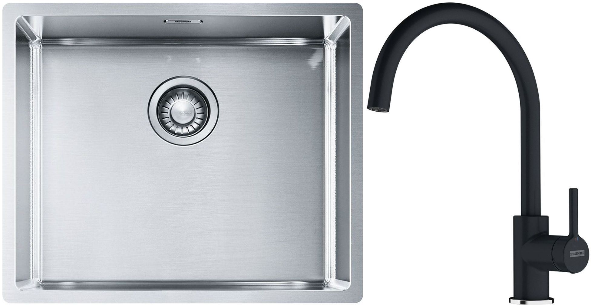 Sada ocelový dřez Franke Box 127.0453.656, kuchyňská baterie Franke Lina 115.0626.019
