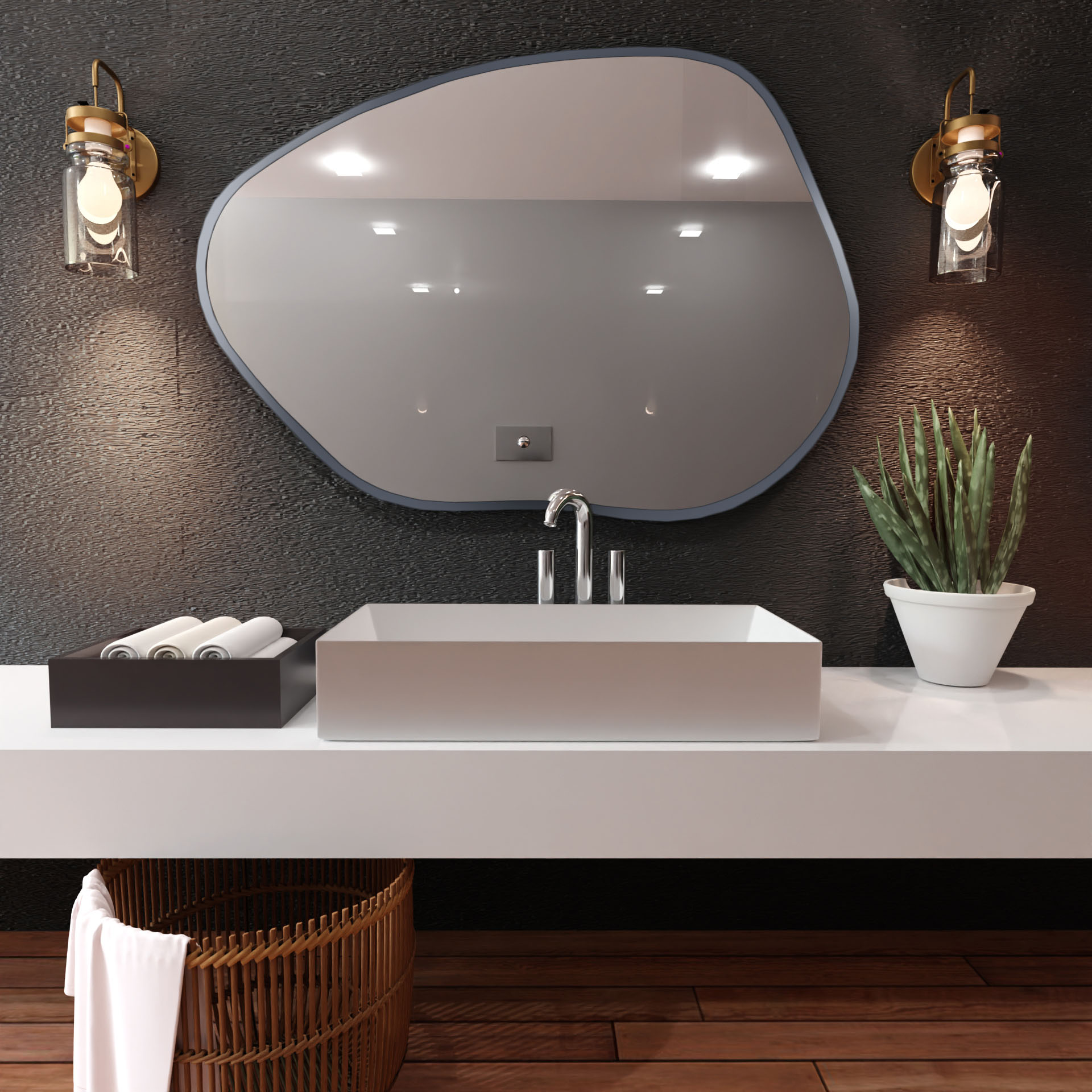 Baltica Design Bright Stain I zrcadlo 100x72 cm s osvětlením stříbrná 5904107916927