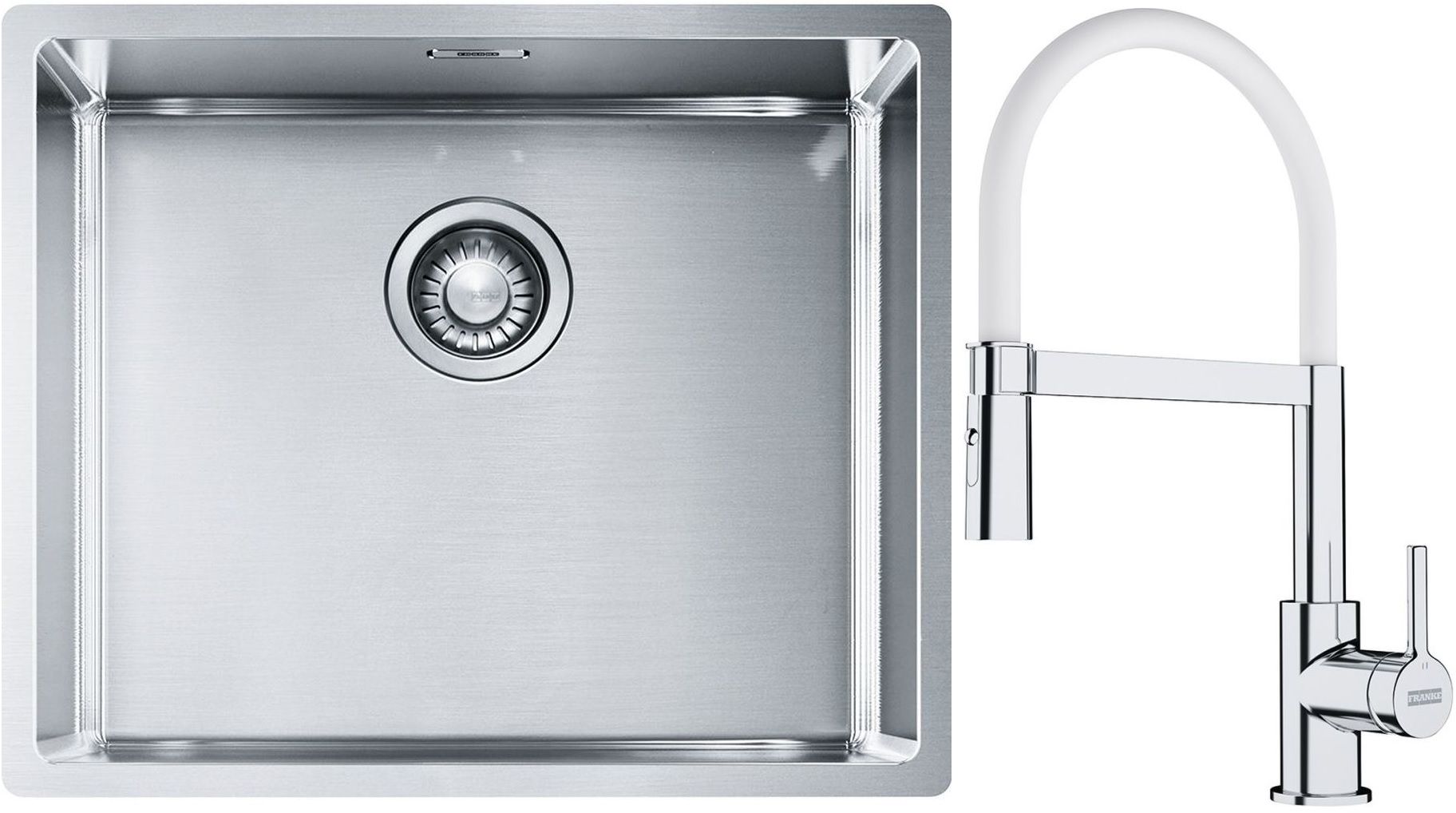 Sada ocelový dřez Franke Box 127.0453.656, kuchyňská baterie Franke Lina 115.0626.088