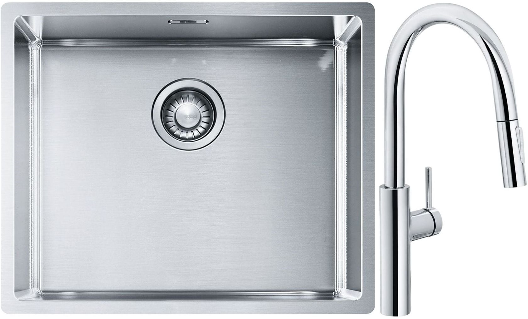 Sada kuchyňská baterie Franke Pescara L Slide-In 115.0538.940, ocelový dřez Franke Box 127.0453.656