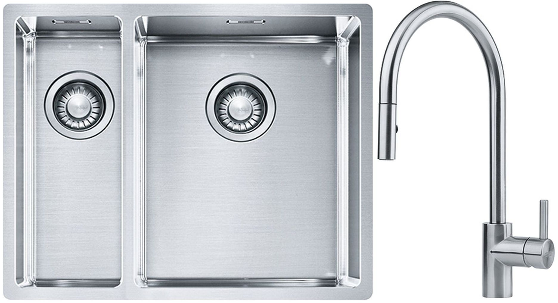 Sada ocelový dřez Franke Box 127.0369.916, kuchyňská baterie Franke Eos 115.0590.045