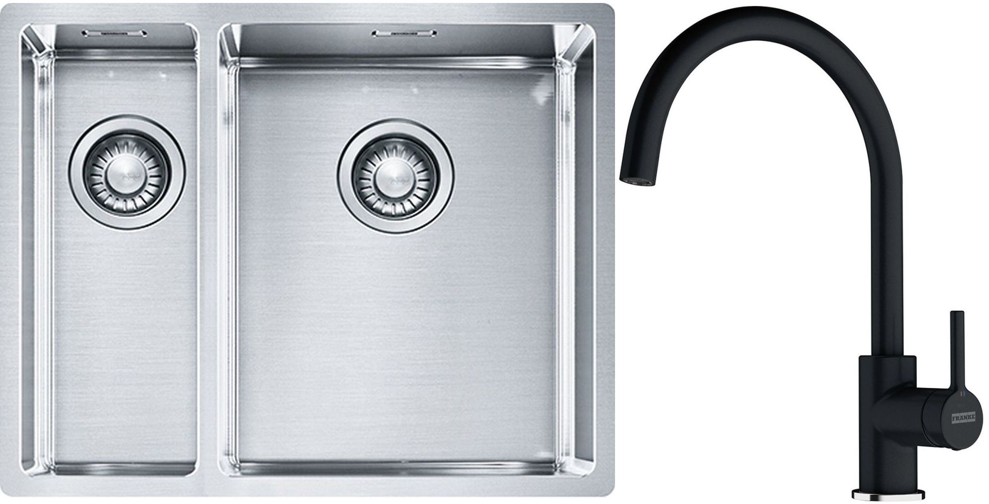 Sada ocelový dřez Franke Box 127.0369.916, kuchyňská baterie Franke Lina 115.0626.020