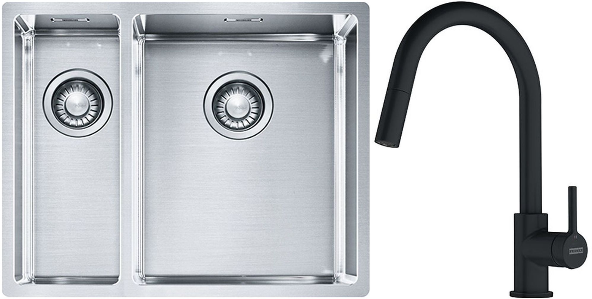 Sada ocelový dřez Franke Box 127.0369.916, kuchyňská baterie Franke Lina 115.0626.053
