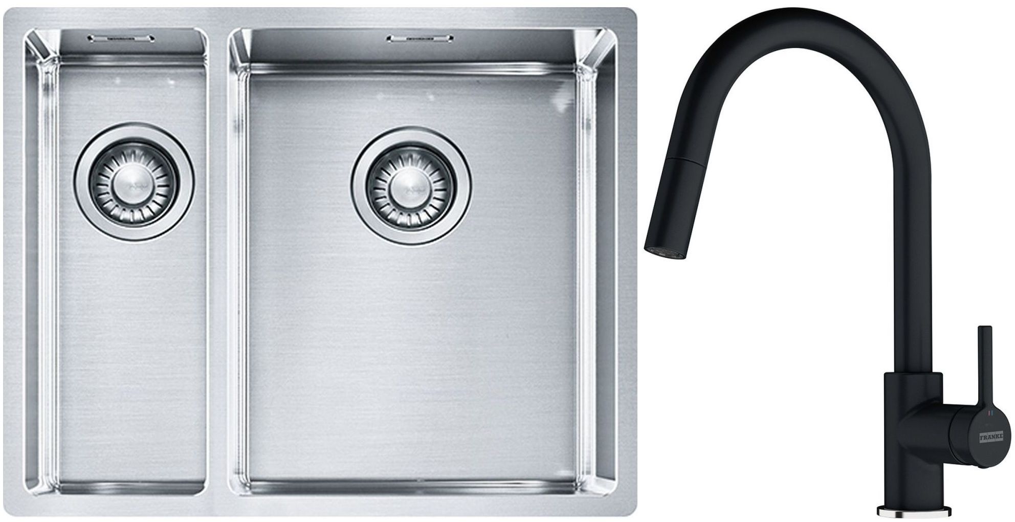 Sada ocelový dřez Franke Box 127.0369.916, kuchyňská baterie Franke Lina 115.0626.055