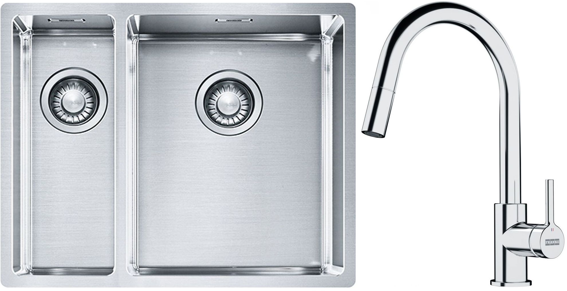 Sada ocelový dřez Franke Box 127.0369.916, kuchyňská baterie Franke Lina 115.0693.229