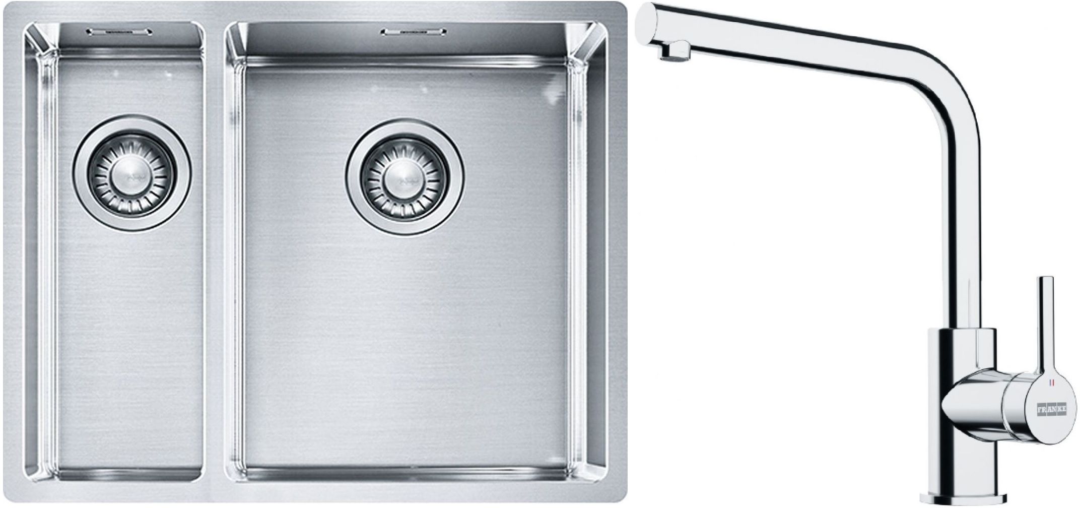 Sada ocelový dřez Franke Box 127.0369.916, kuchyňská baterie Franke Lina 115.0693.230