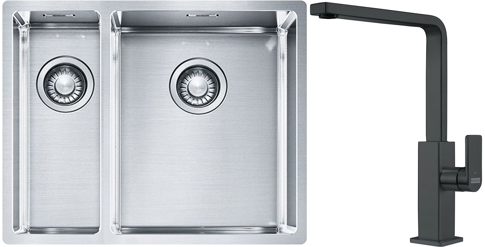 Sada ocelový dřez Franke Box 127.0369.916, kuchyňská baterie Franke Mythos 115.0550.441