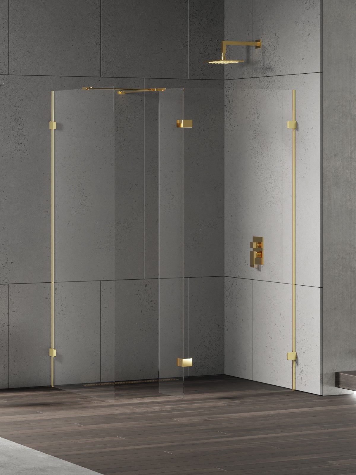 New Trendy Eventa Gold Shine sprchová zástěna walk-in 120 cm zlatá lesk/průhledné sklo EXK-4890