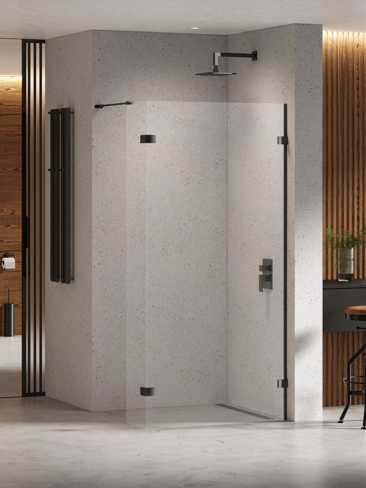 New Trendy Eventa Black Chrome sprchová zástěna walk-in 140 cm černá lesk/průhledné sklo EXK-6314