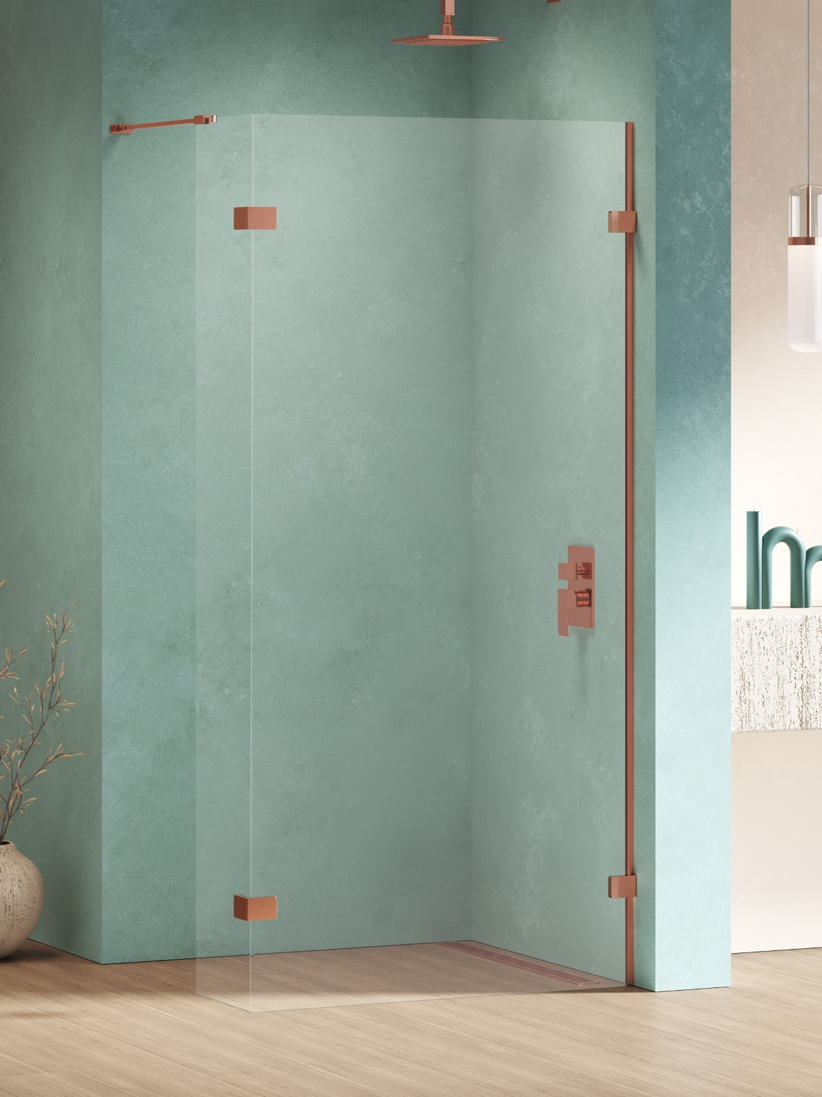 New Trendy Eventa Copper Shine sprchová zástěna walk-in 90 cm měděná lesk/průhledné sklo EXK-6534