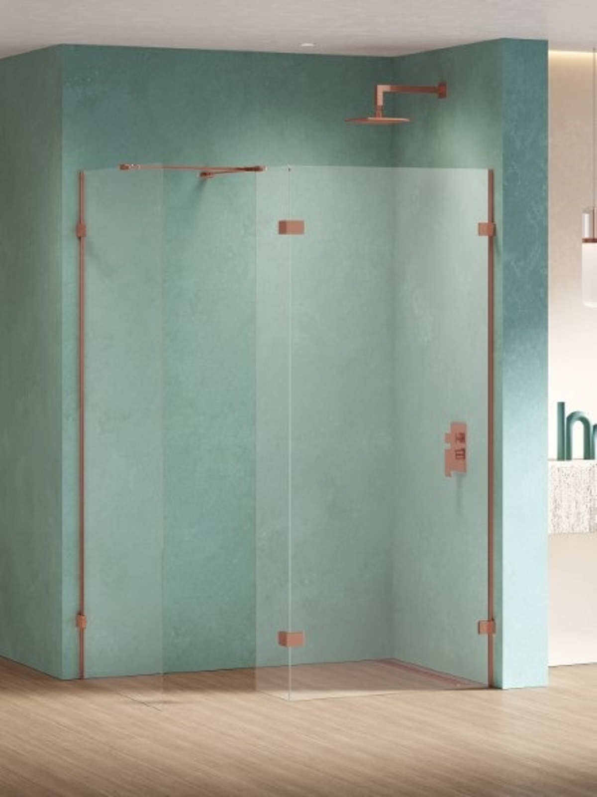 New Trendy Eventa Copper Shine sprchová zástěna walk-in 90 cm měděná lesk/průhledné sklo EXK-6547