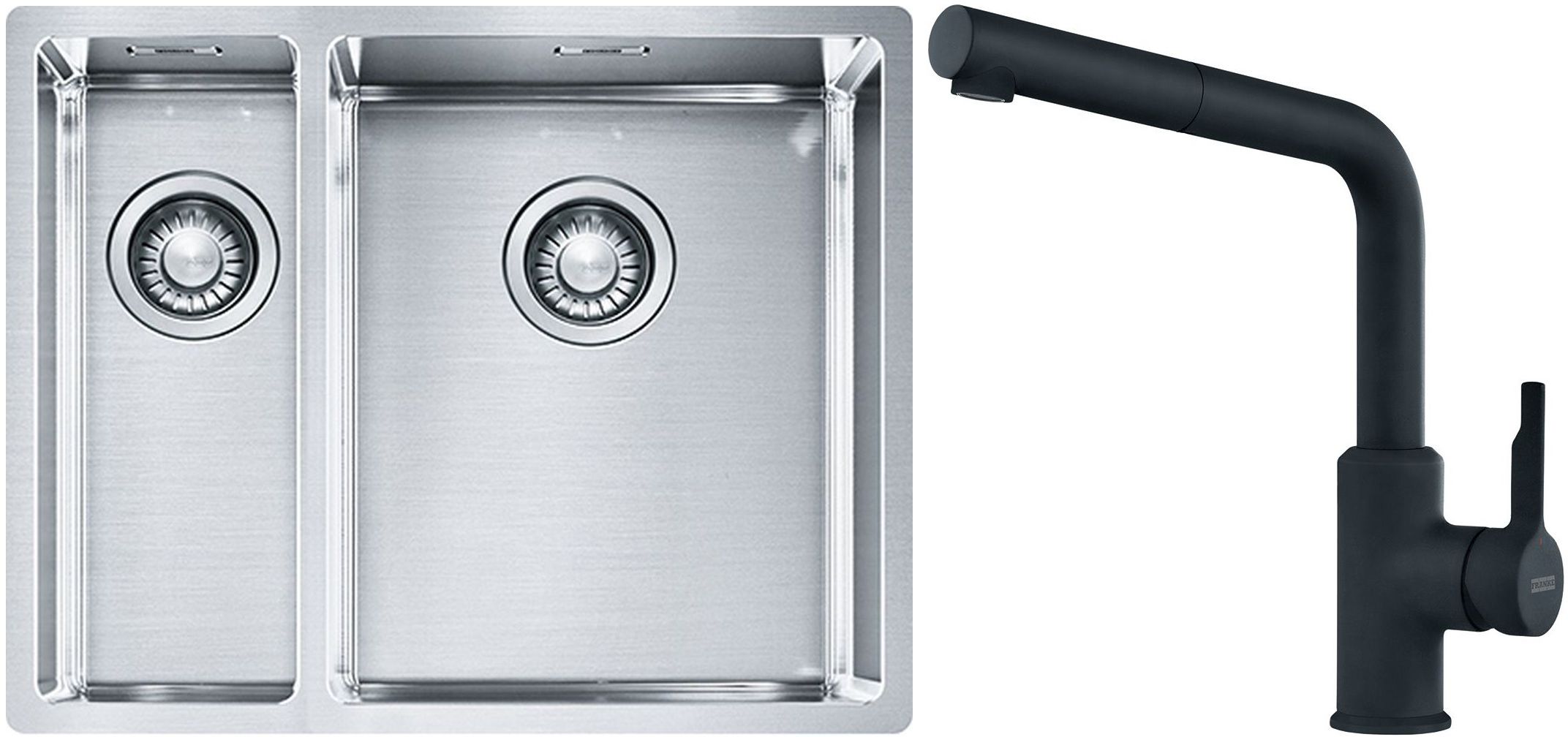 Sada ocelový dřez Franke Box 127.0369.916, kuchyňská baterie Franke Urban 115.0627.523