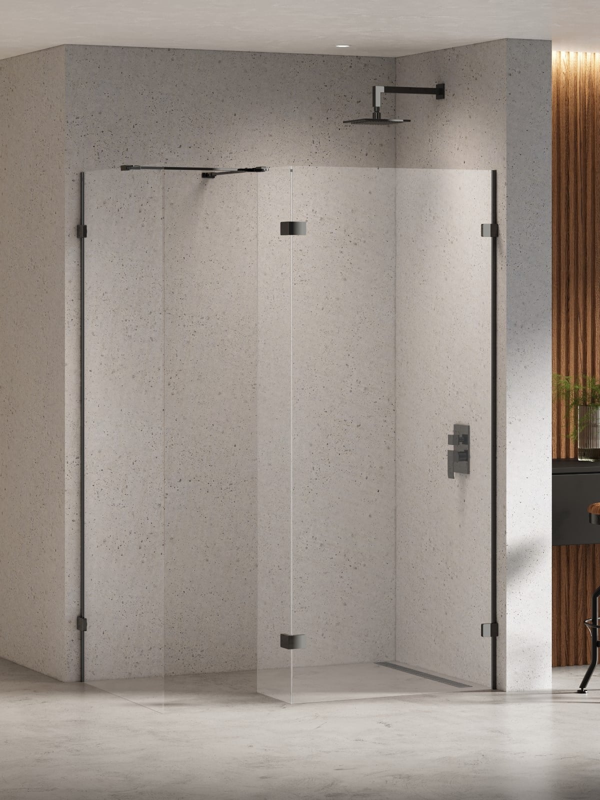 New Trendy Eventa Black Chrome sprchová zástěna walk-in 140 cm černá lesk/průhledné sklo EXK-6333