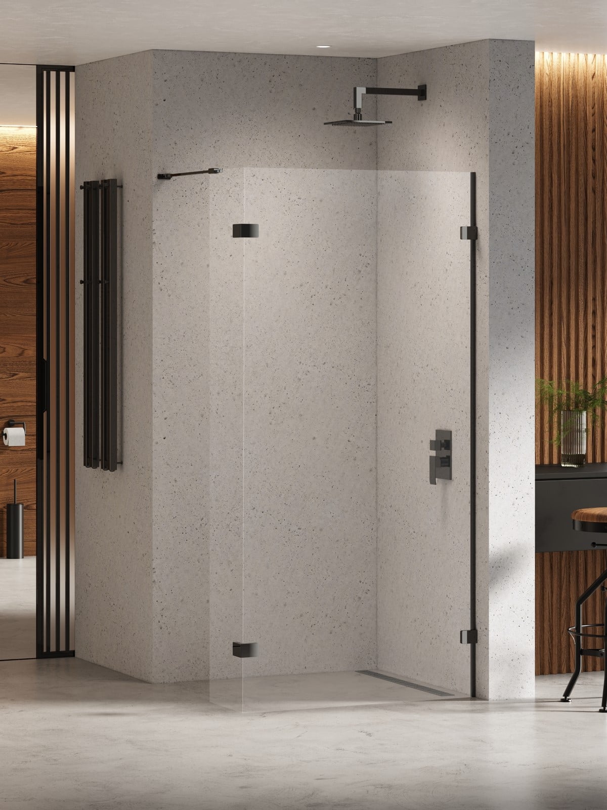 New Trendy Eventa Black Chrome sprchová zástěna walk-in 43 cm černá lesk/průhledné sklo EXK-6319