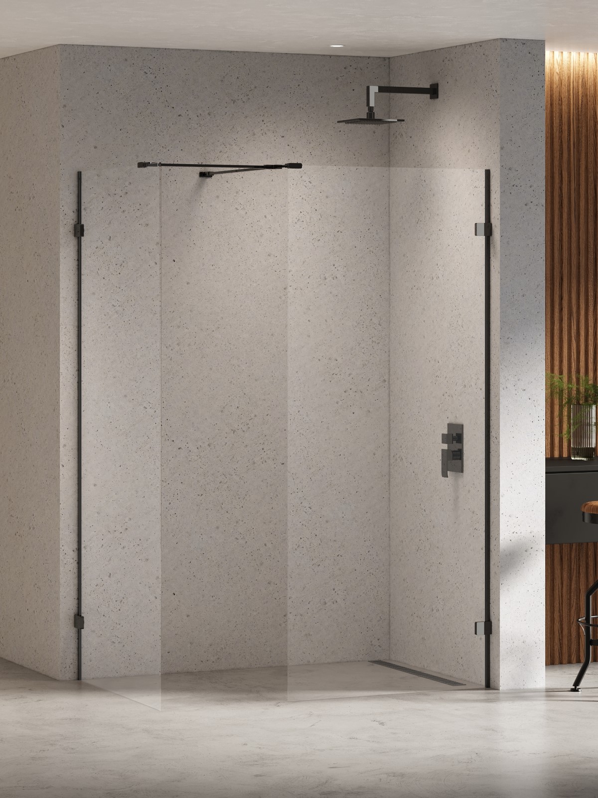 New Trendy Eventa Black Chrome sprchový kout walk-in 140x90 cm černá lesk/průhledné sklo EXK-6344