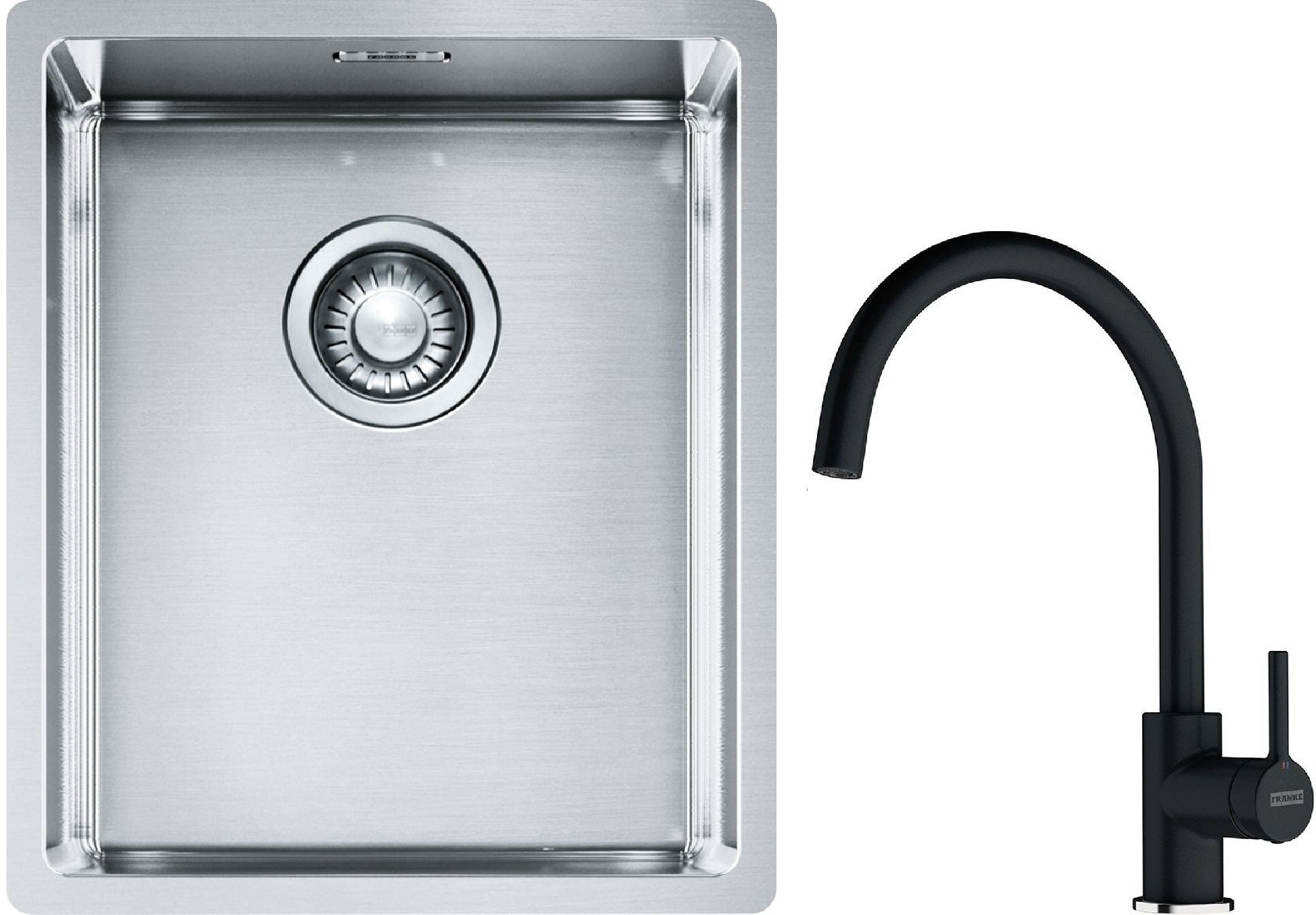 Sada ocelový dřez Franke Box 127.0453.653, kuchyňská baterie Franke Lina 115.0626.020