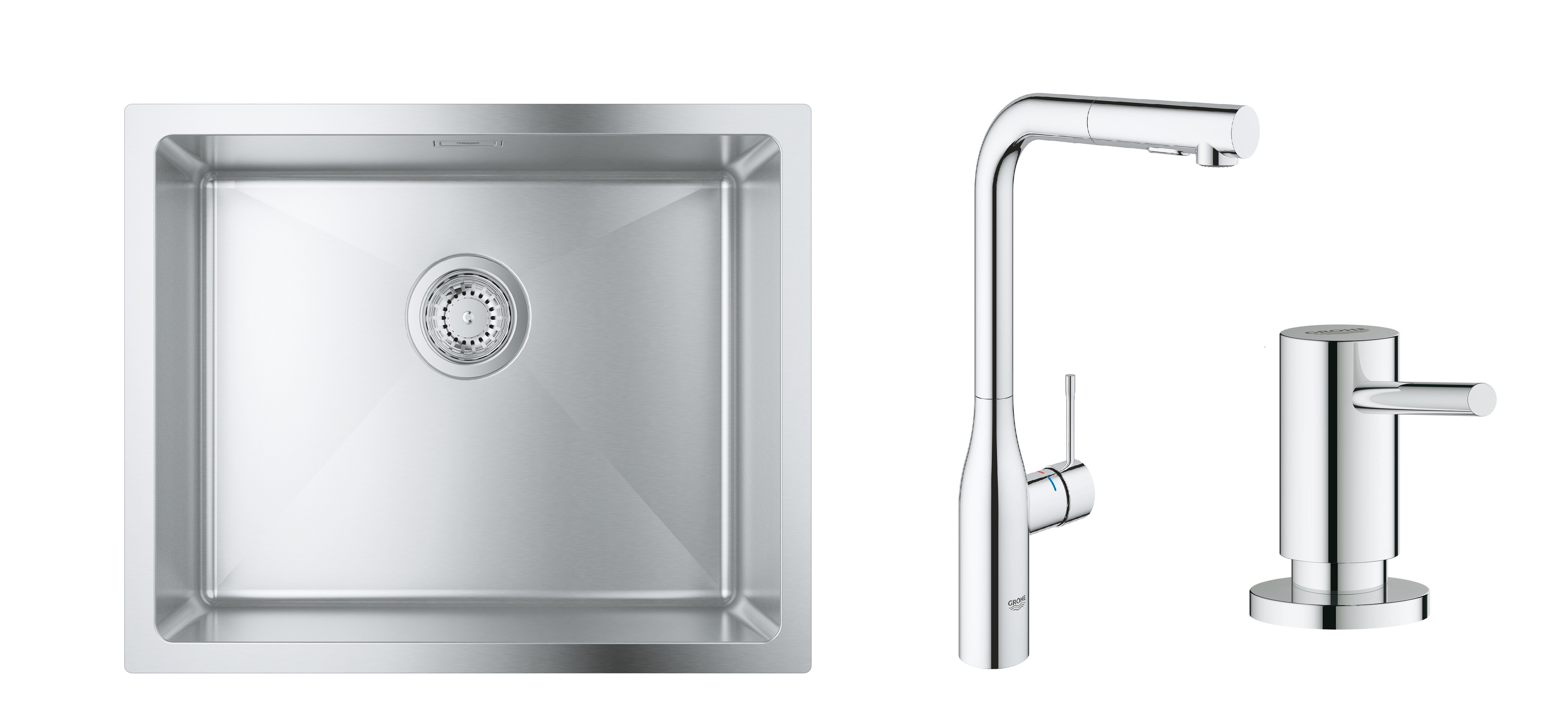 Sada kuchyňská baterie Grohe Essence 30270000, ocelový dřez Grohe K700 31574SD1, 40535000