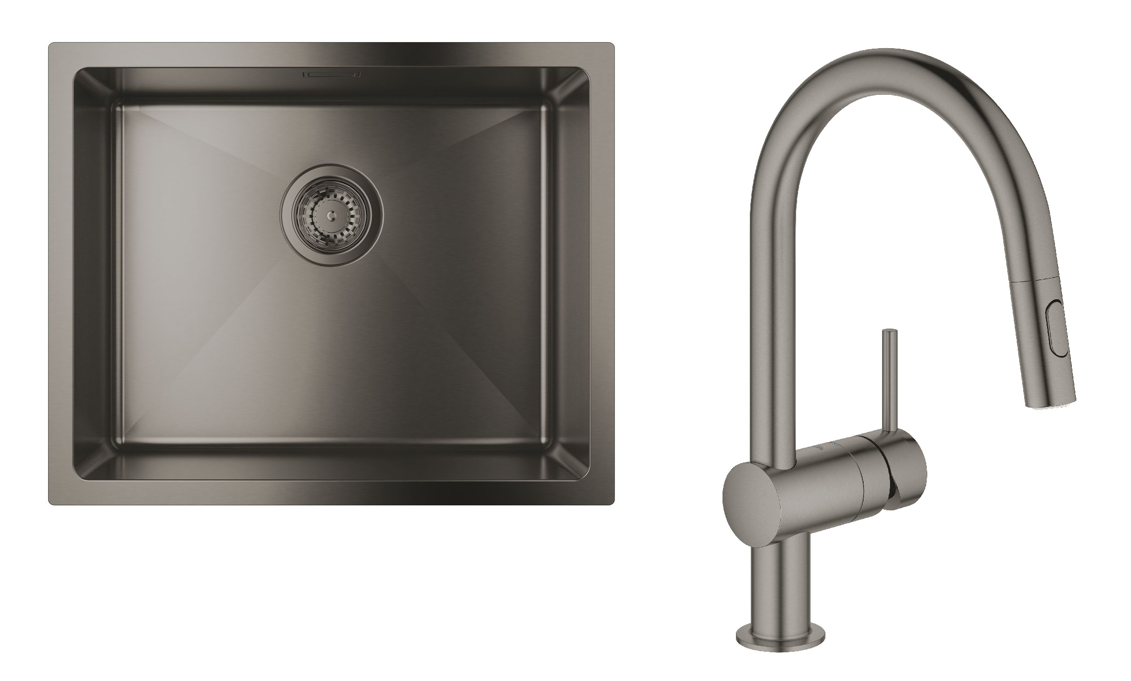 Sada ocelový dřez Grohe K700U 31574AL1, kuchyňská baterie Grohe Minta 32321AL2