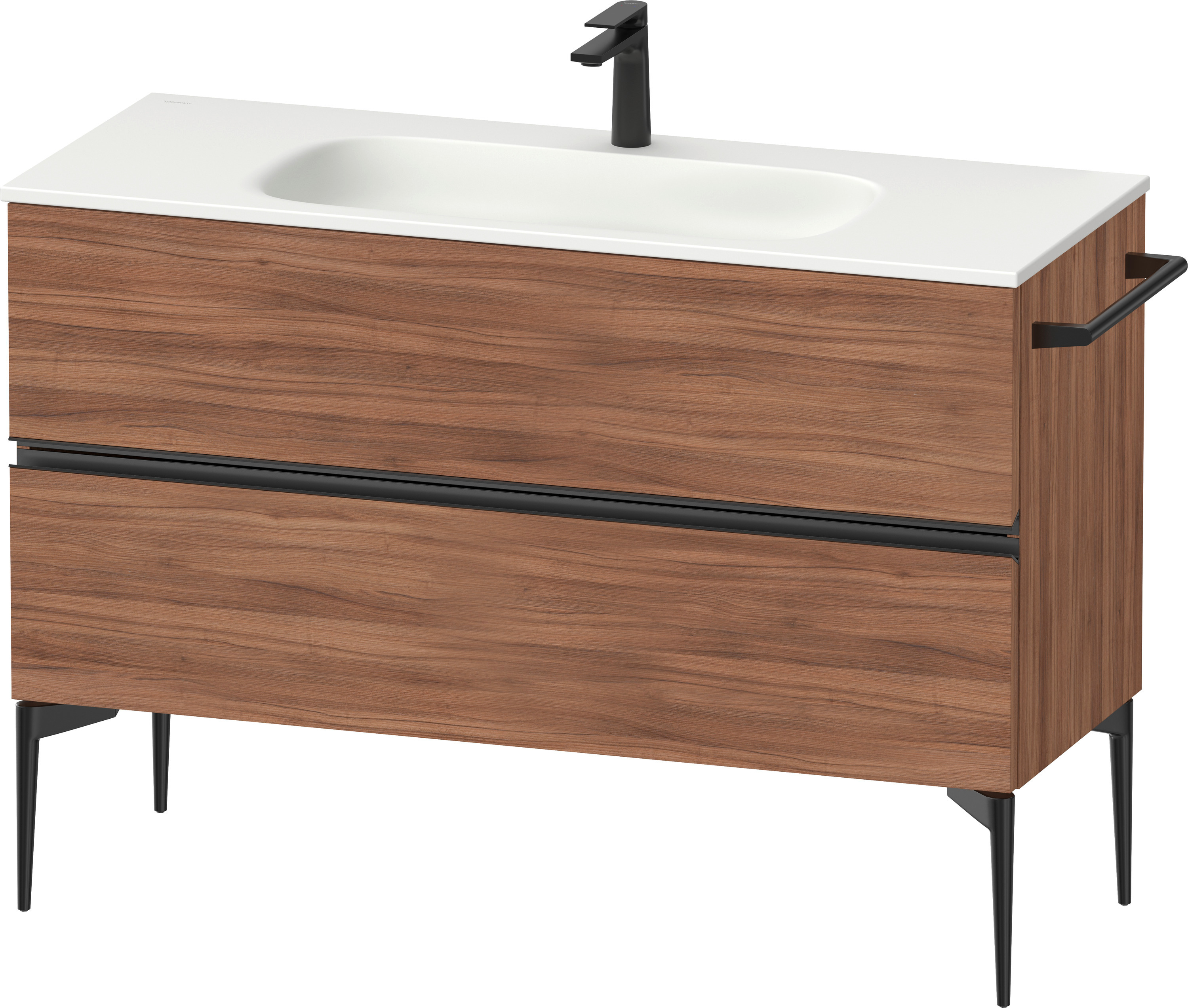 Duravit Sivida skříňka 121x47.7x59.2 cm pod umyvadlo závěsná černá-ořechová SV46530BD790000