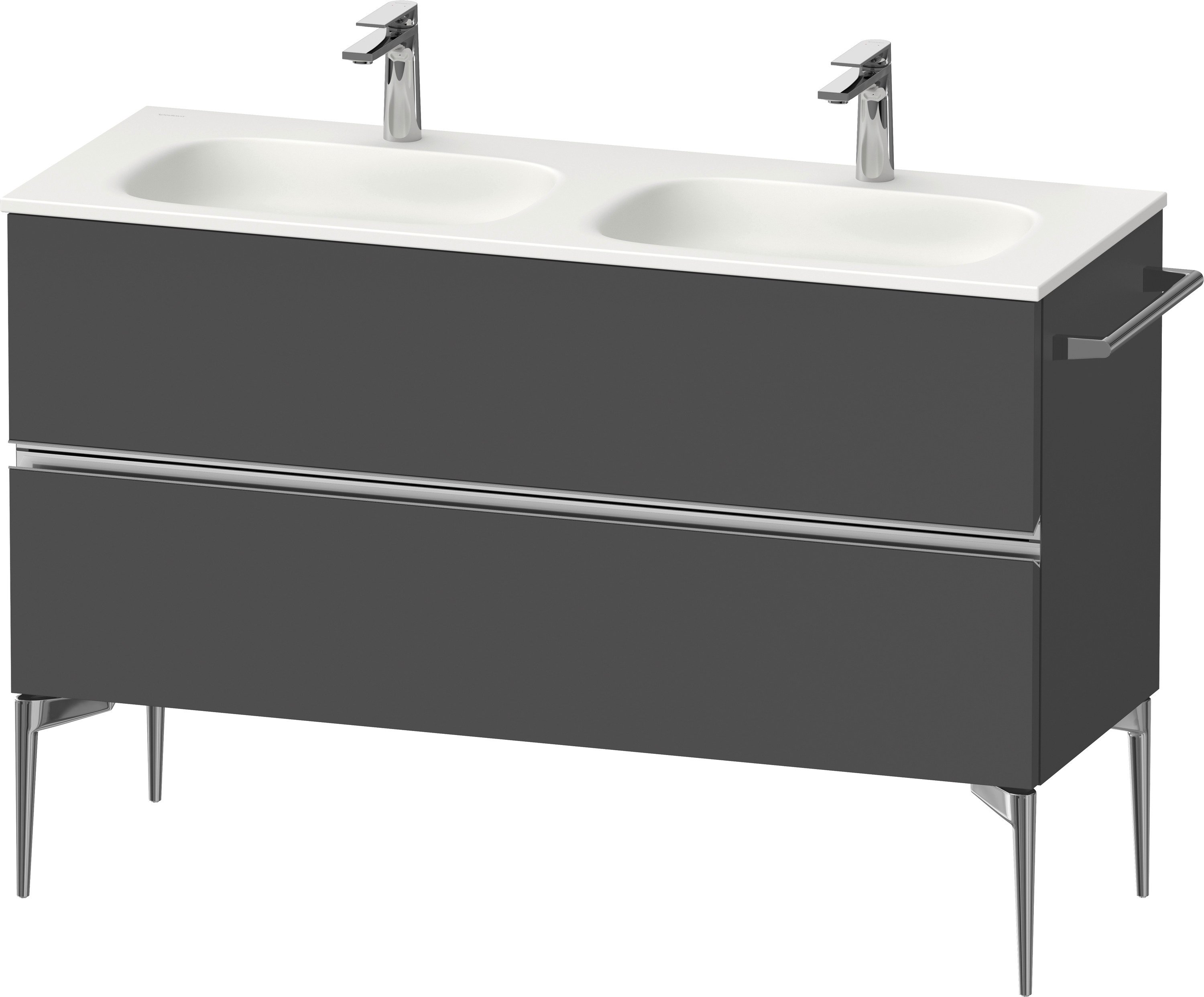 Duravit Sivida skříňka 128x47.7x59.2 cm pod umyvadlo závěsná grafitová-chrom SV4654010490000