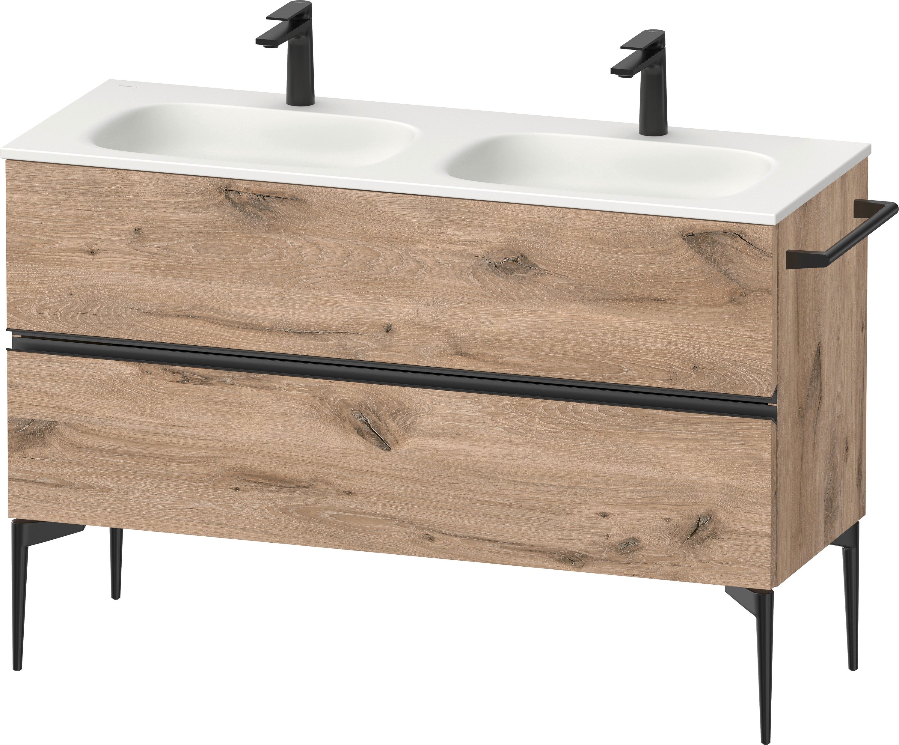 Duravit Sivida skříňka 128x47.7x59.2 cm pod umyvadlo závěsná černá-dub SV46540BD550000