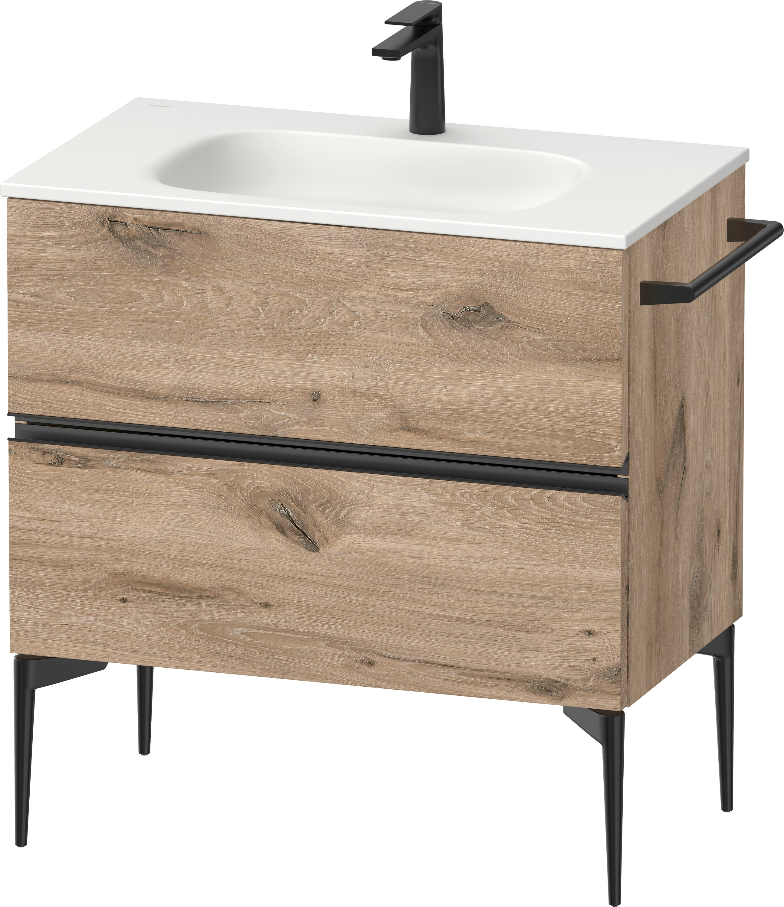 Duravit Sivida skříňka 81x47.7x59.2 cm pod umyvadlo závěsná černá-dub SV46510BD550000