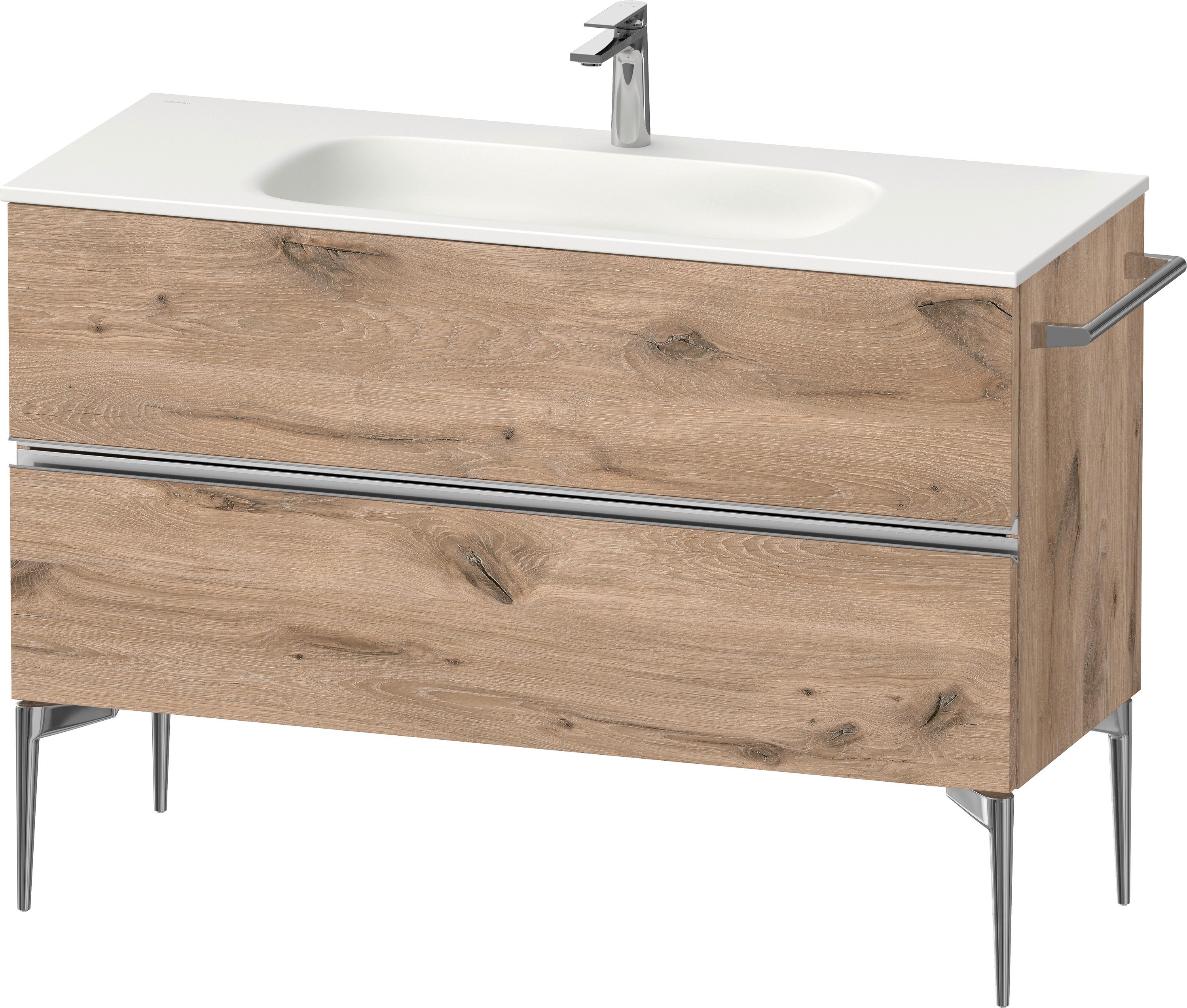 Duravit Sivida skříňka 121x47.7x59.2 cm pod umyvadlo závěsná dub-chrom SV4653010550000