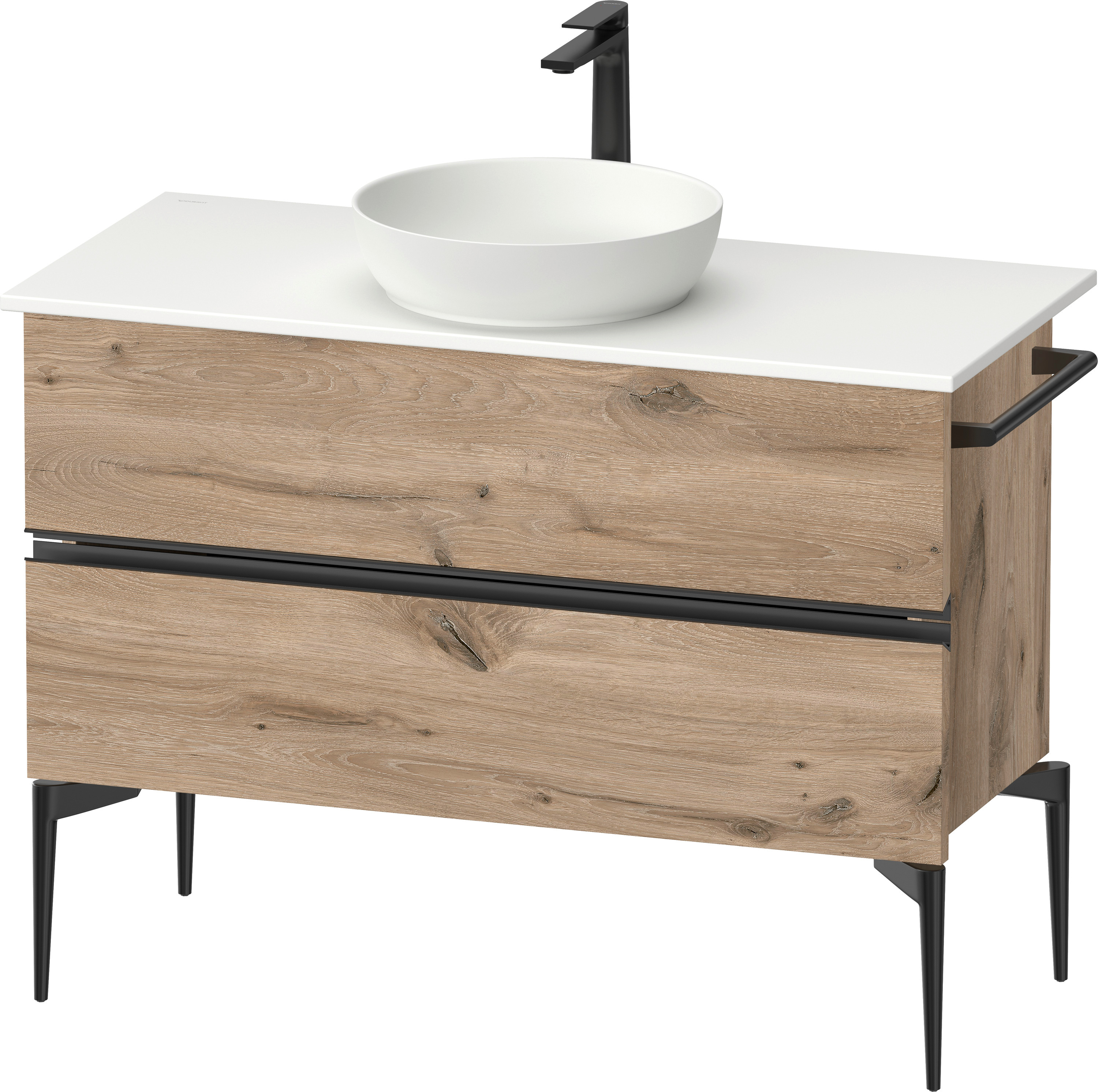 Duravit Sivida skříňka 104.5x47.5x54.8 cm pod umyvadlo závěsná černá-dub SV46590BD550000