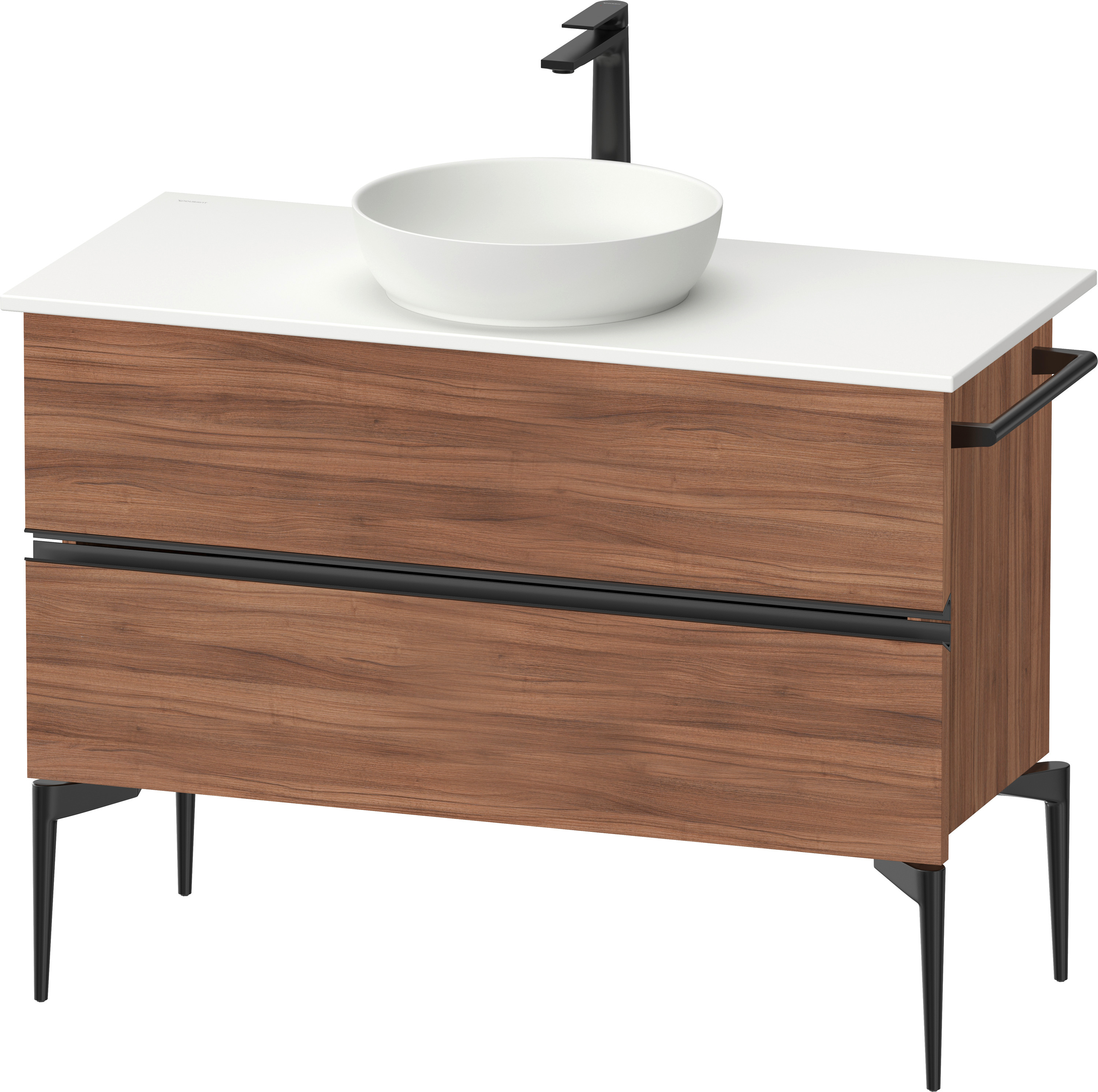 Duravit Sivida skříňka 104.5x47.5x54.8 cm pod umyvadlo závěsná černá-ořechová SV46590BD790000