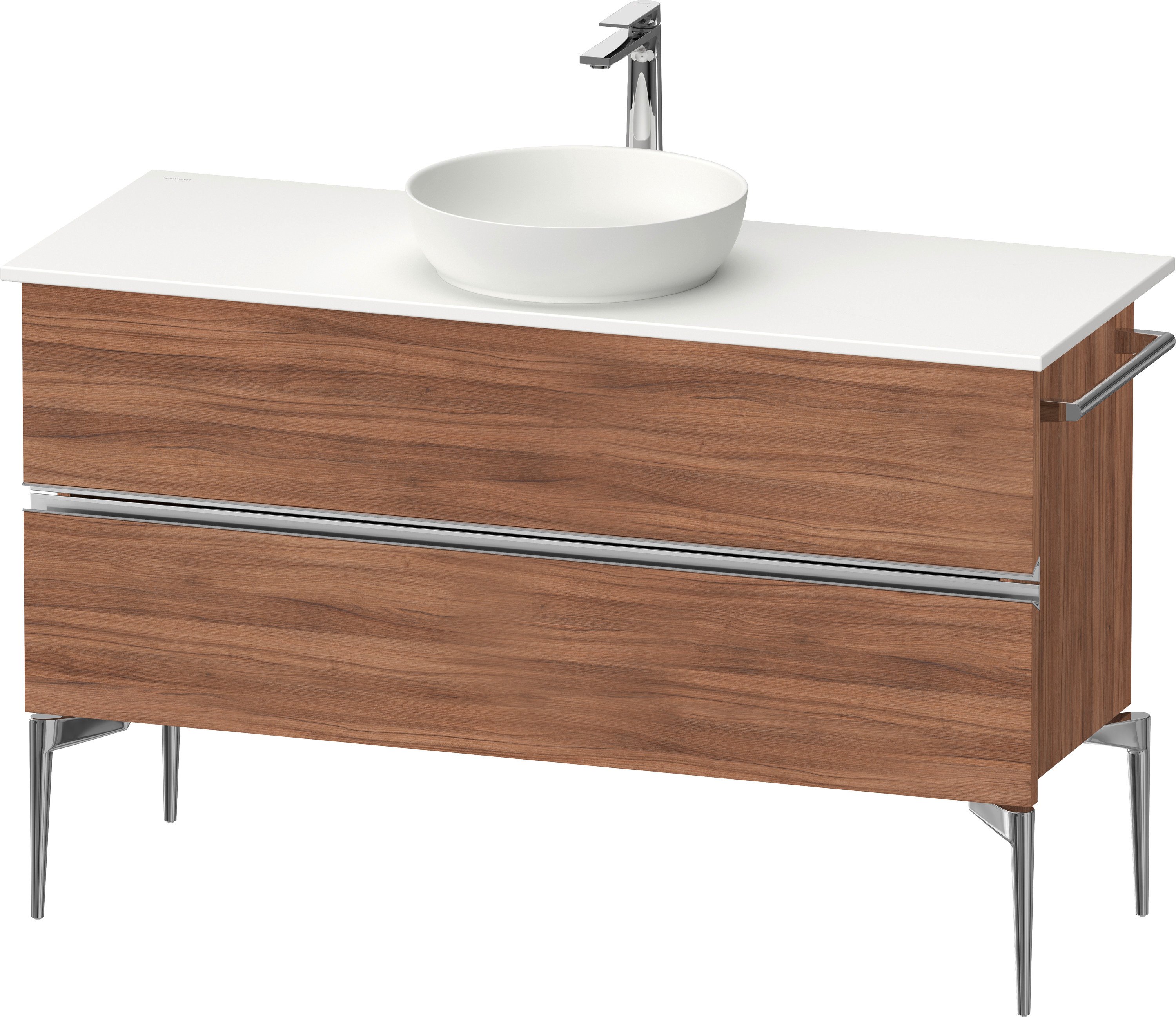 Duravit Sivida skříňka 124.5x47.5x54.8 cm pod umyvadlo závěsná ořechová-chrom SV4660010790000