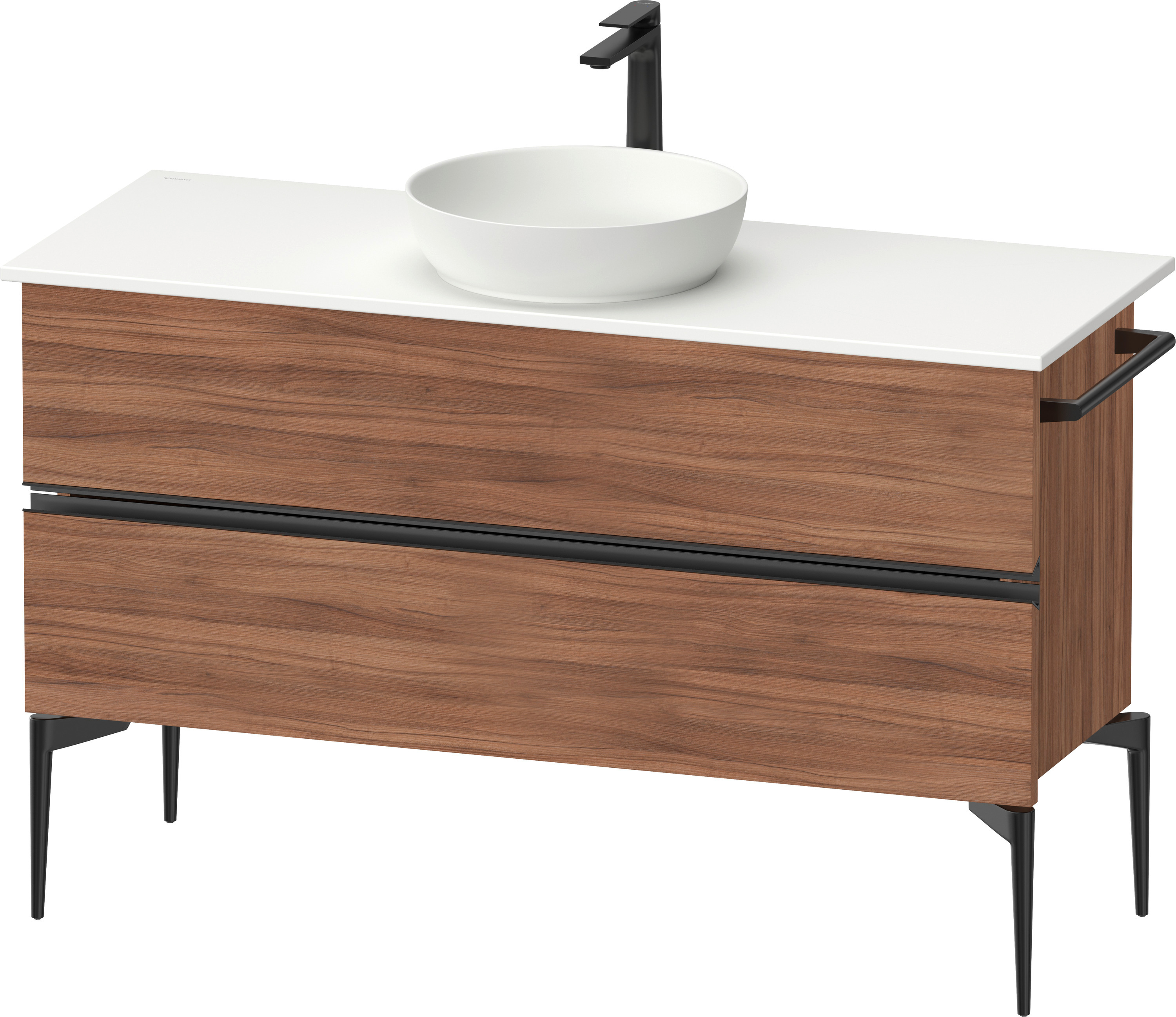 Duravit Sivida skříňka 124.5x47.5x54.8 cm pod umyvadlo závěsná černá-ořechová SV46600BD790000