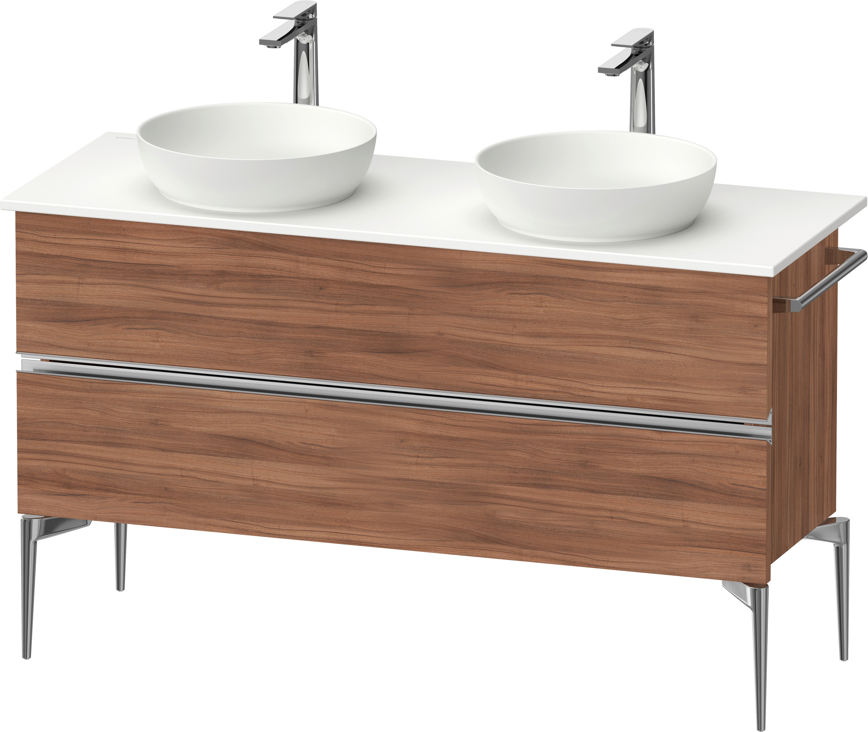 Duravit Sivida skříňka 131.5x47.5x54.8 cm pod umyvadlo závěsná ořechová-chrom SV4661010790000