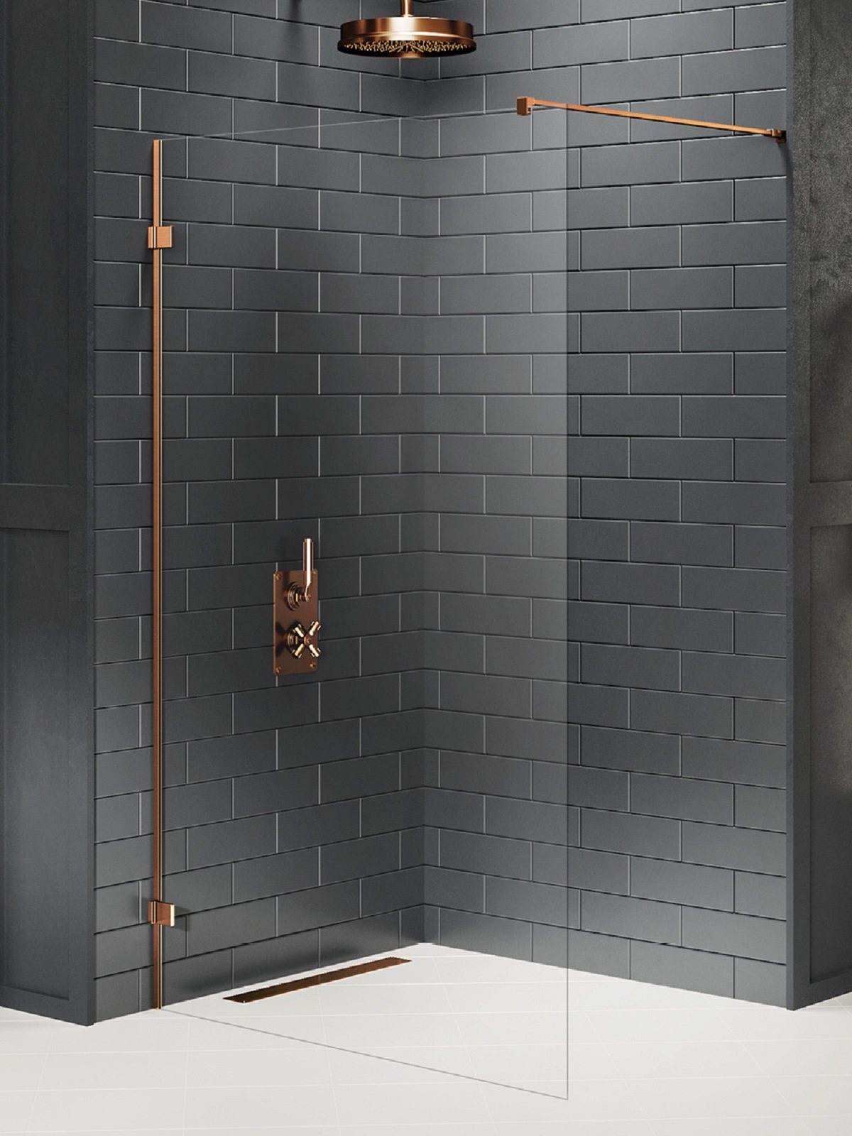 New Trendy Avexa Copper Brushed sprchová zástěna walk-in 130 cm měděná kartáčovaný/průhledné sklo EXK-7140