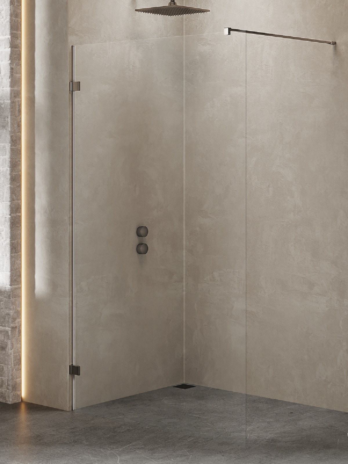 New Trendy Avexa Gunmetal Brushed sprchová zástěna walk-in 50 cm kartáčovaný/průhledné sklo EXK-7098
