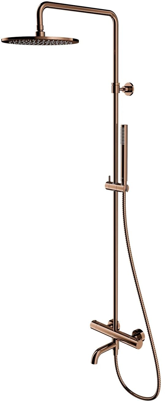 Omnires Y vanová sada se sprchou na stěnu s termostatem s dešťovou sprchou měděná Y1234CP
