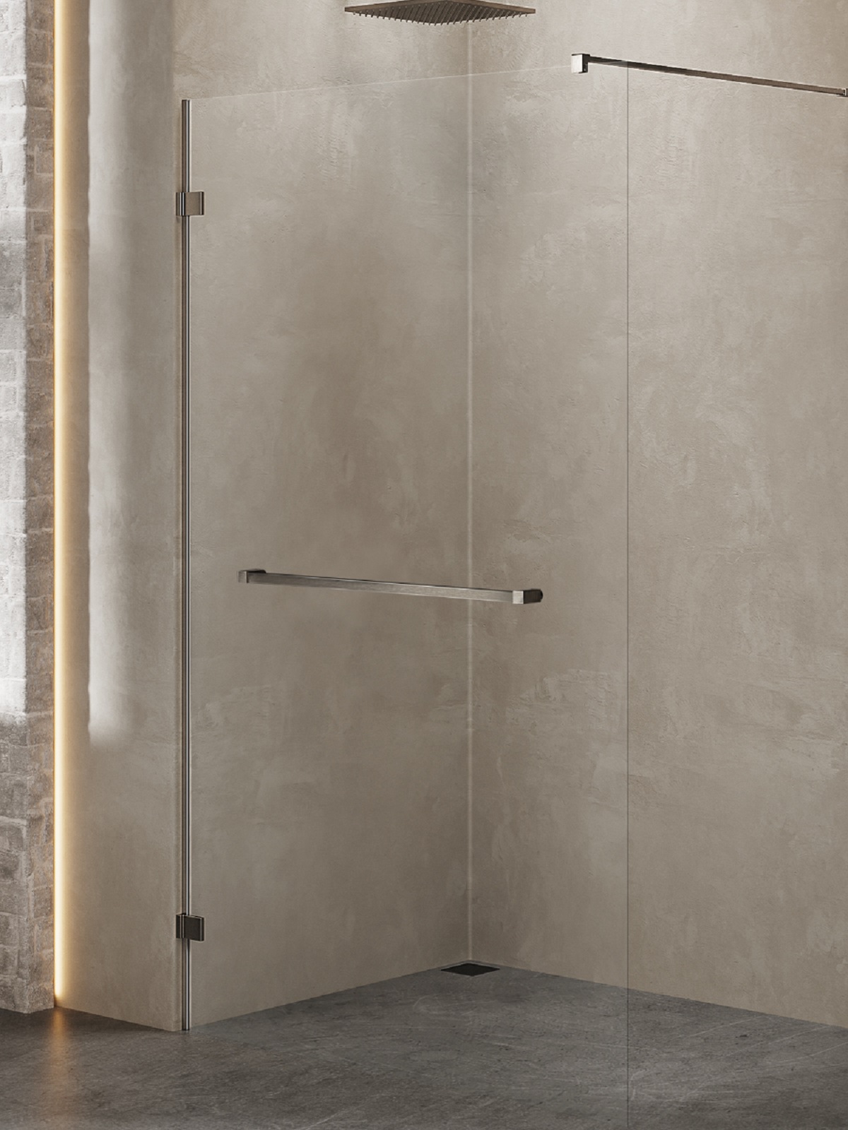New Trendy Avexa Gunmetal Brushed sprchová zástěna walk-in 150 cm kartáčovaný/průhledné sklo EXK-7130