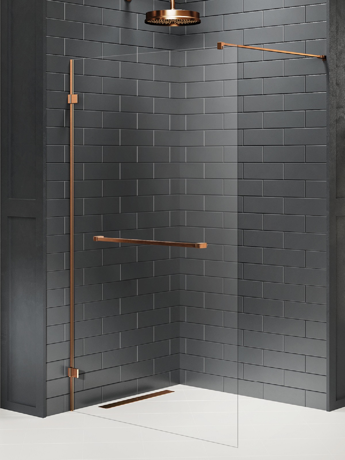 New Trendy Avexa Copper Brushed sprchová zástěna walk-in 100 cm měděná kartáčovaný/průhledné sklo EXK-7169