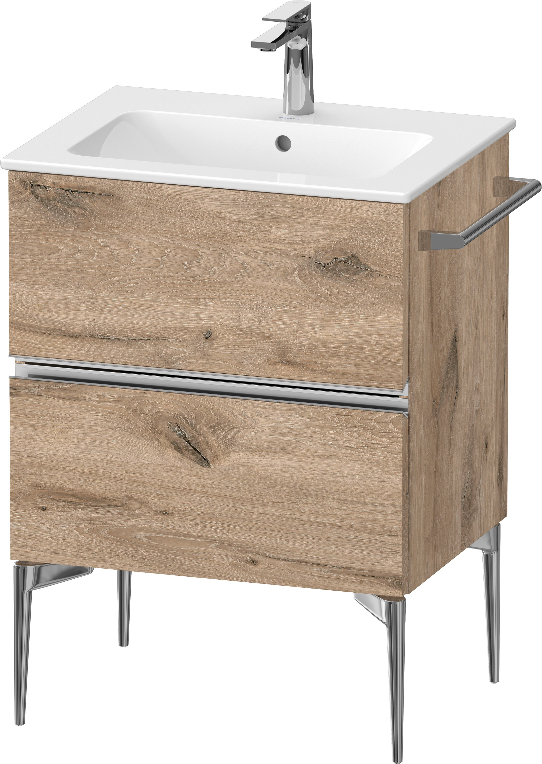 Duravit Sivida skříňka 61x47.7x59.1 cm pod umyvadlo závěsná dub-chrom SV4643010550000