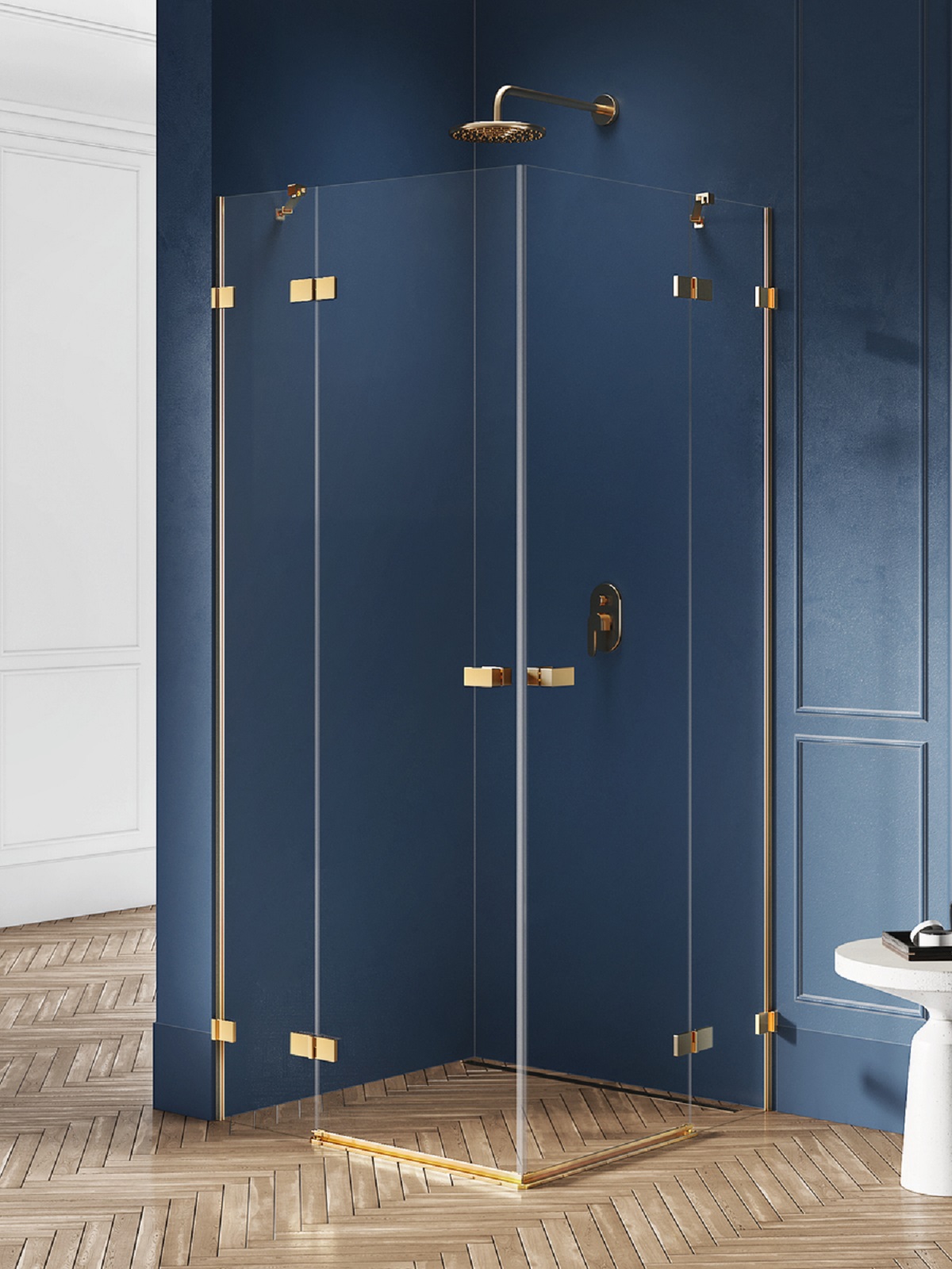 New Trendy Avexa Gold Brushed sprchový kout 100x90 cm obdélníkový zlatá kartáčovaný/průhledné sklo EXK-1782