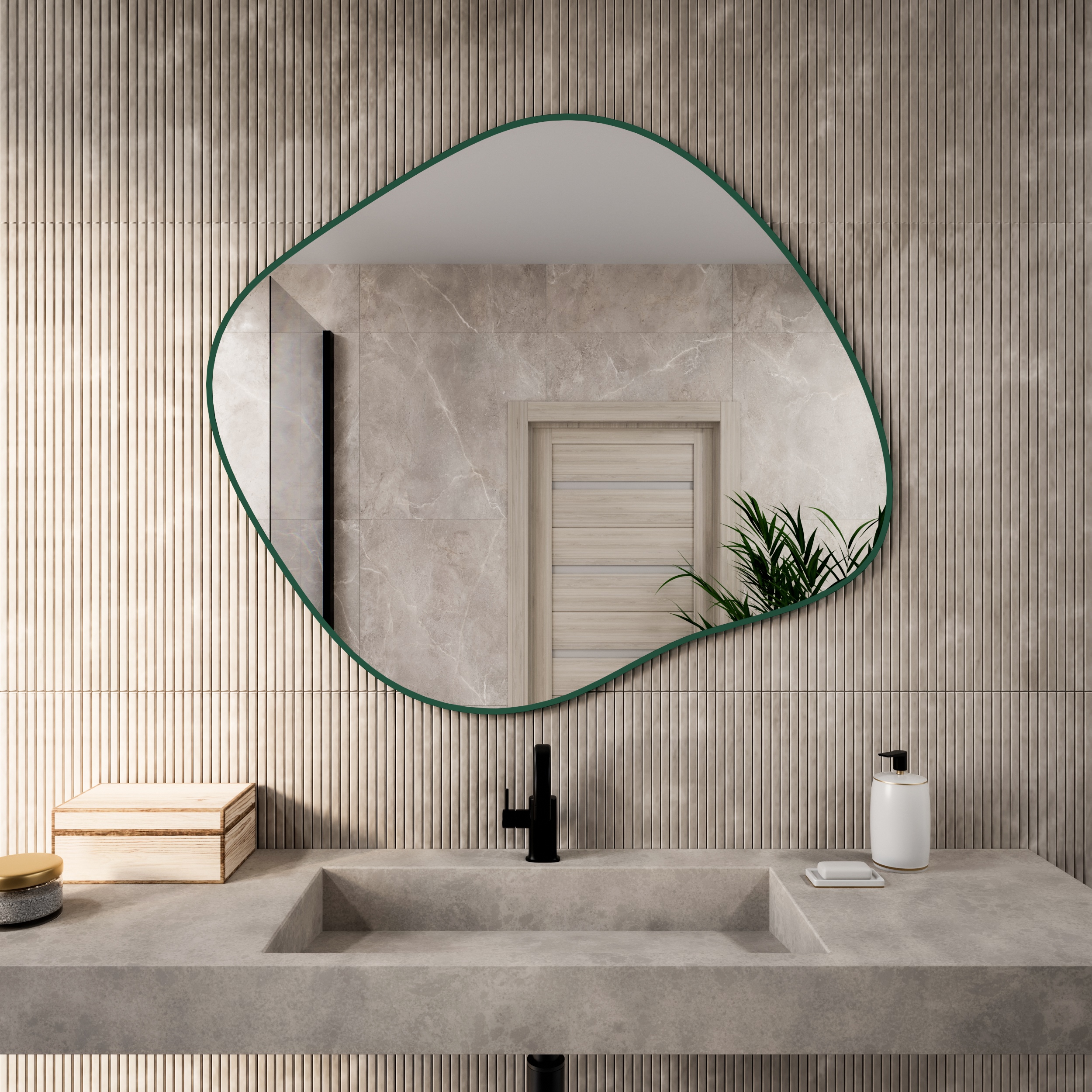Baltica Design Tiny Border Stain III zrcadlo 60x52 cm zelená 5904107931913