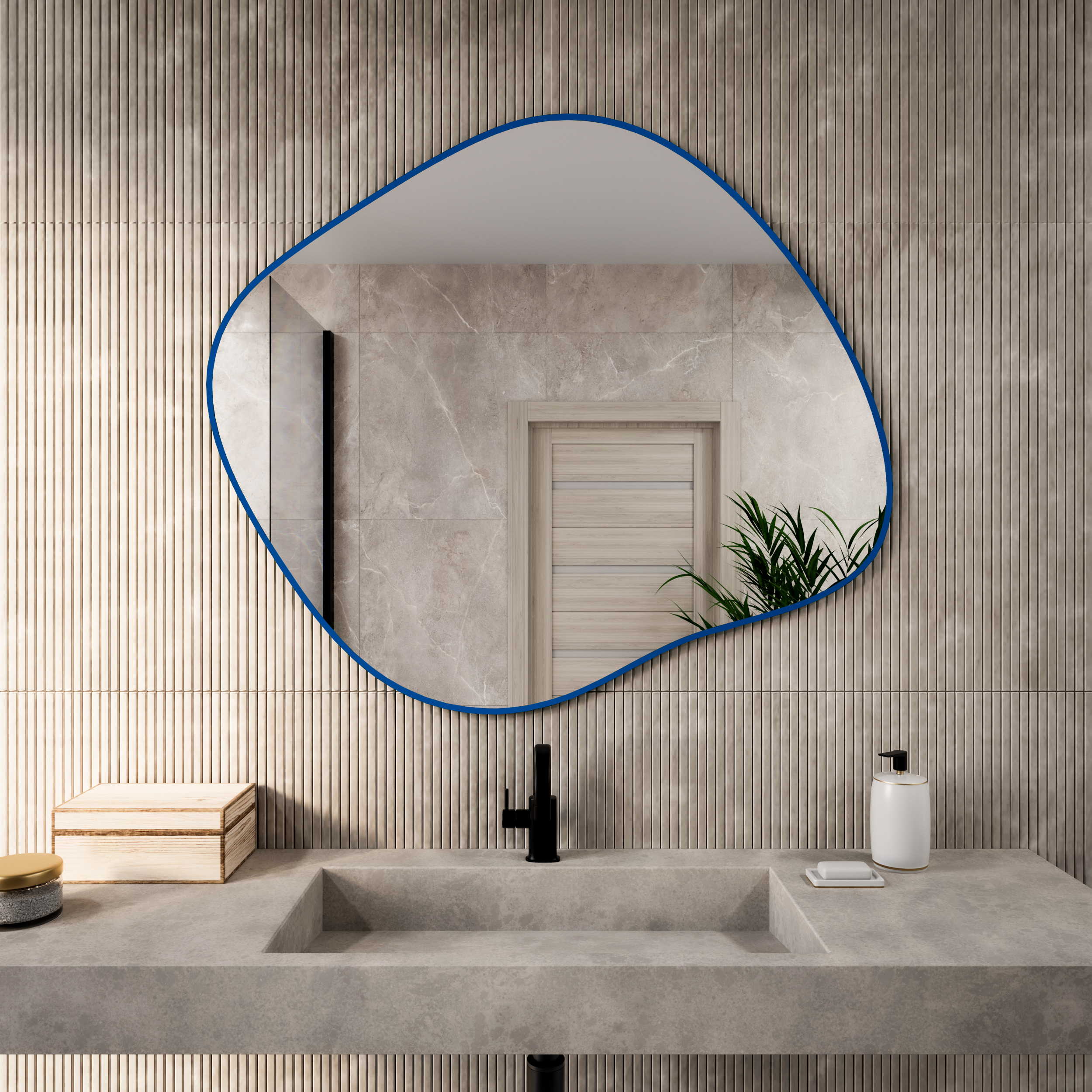 Baltica Design Tiny Border Stain III zrcadlo 100x86 cm modrá 5904107931890